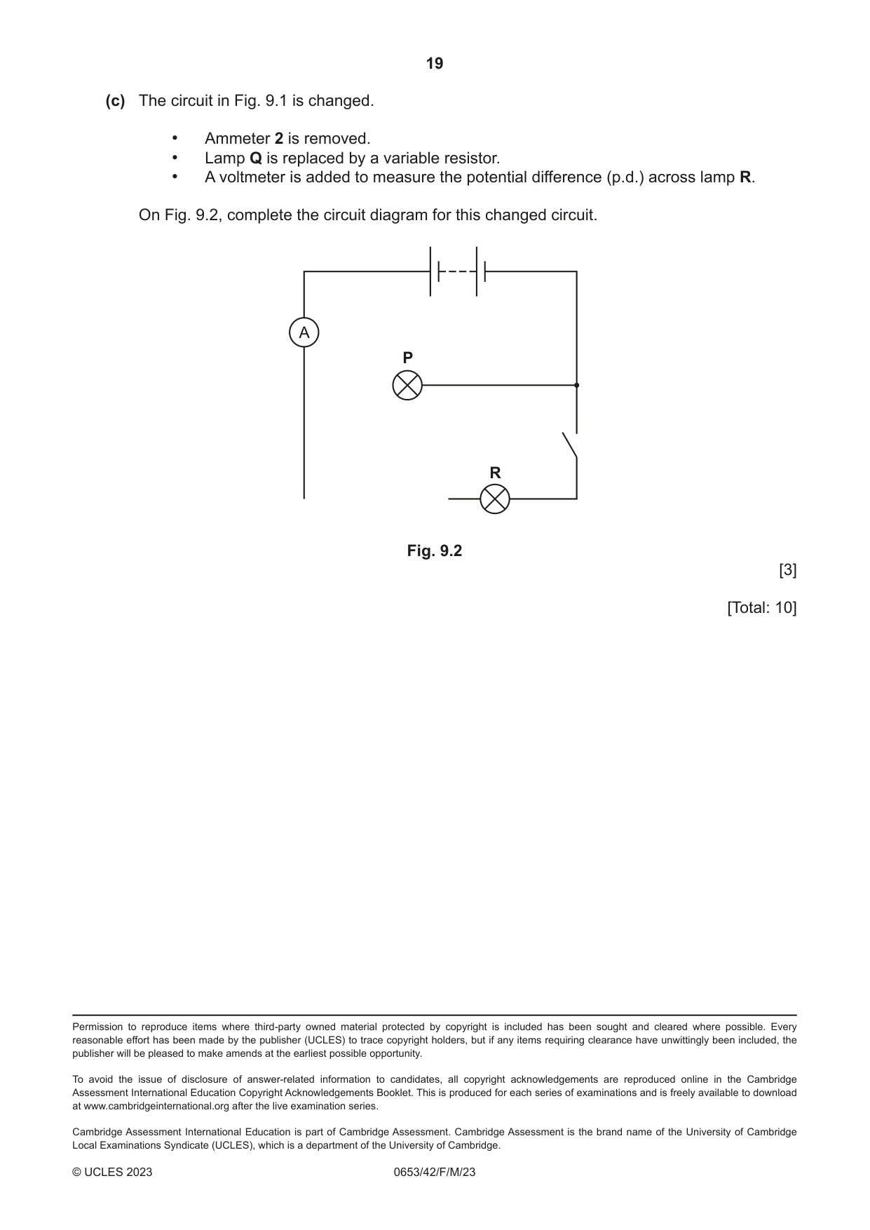 Cambridge IGCSE Science - Combined 0653 2023 Feb/March Paper 4 · Variant 2 question paper, page 19 of 20