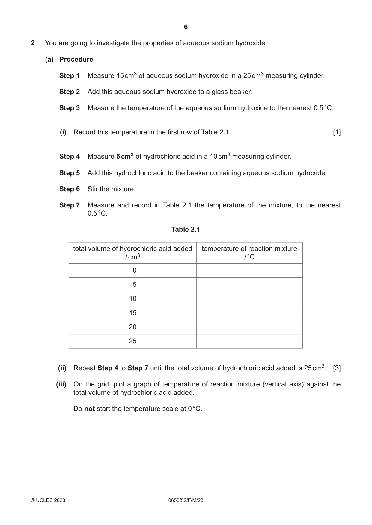 Cambridge IGCSE Science - Combined 0653 2023 Feb/March Paper 5 · Variant 2 question paper, page 6 of 16