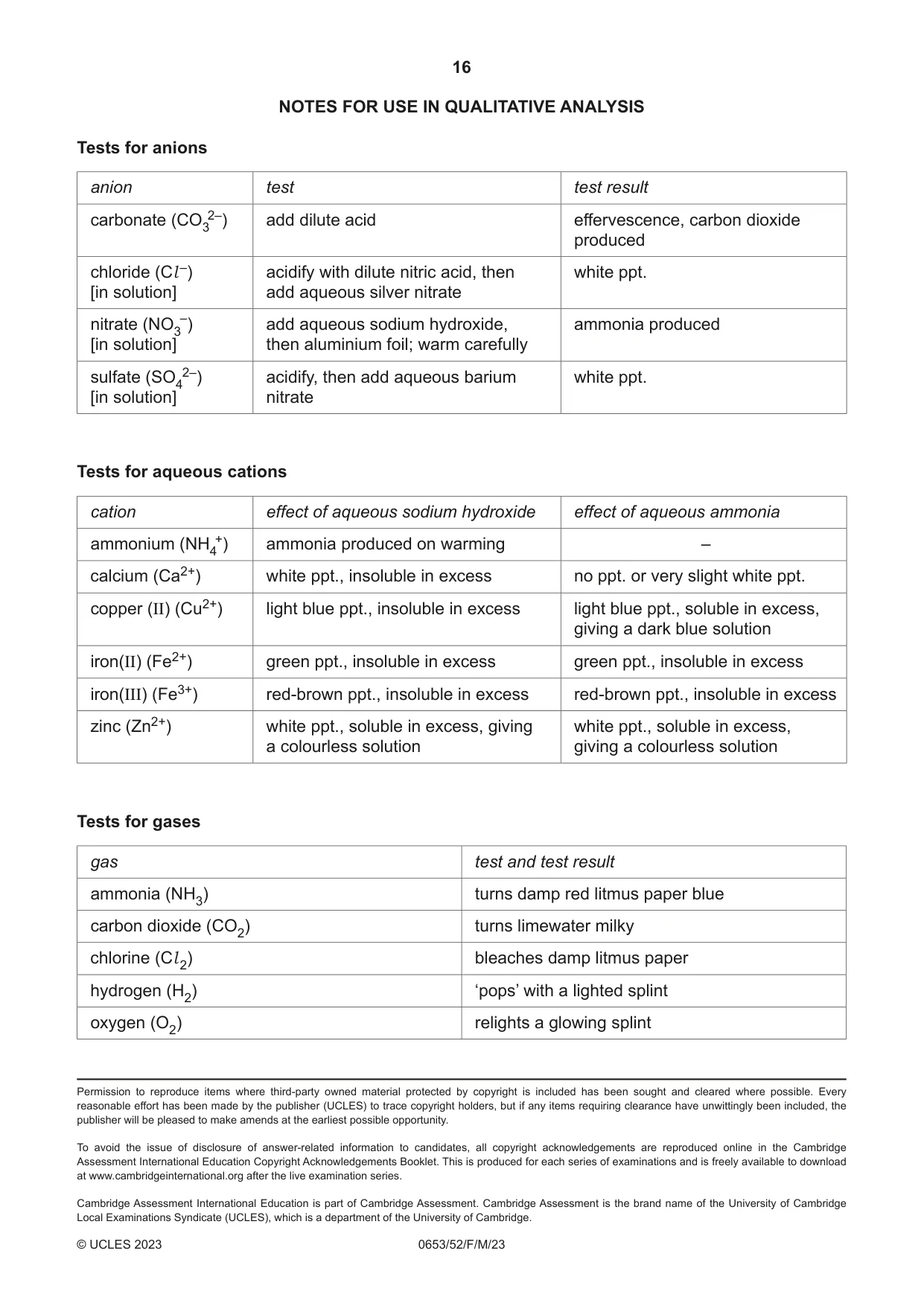 Cambridge IGCSE Science - Combined 0653 2023 Feb/March Paper 5 · Variant 2 question paper, page 16 of 16