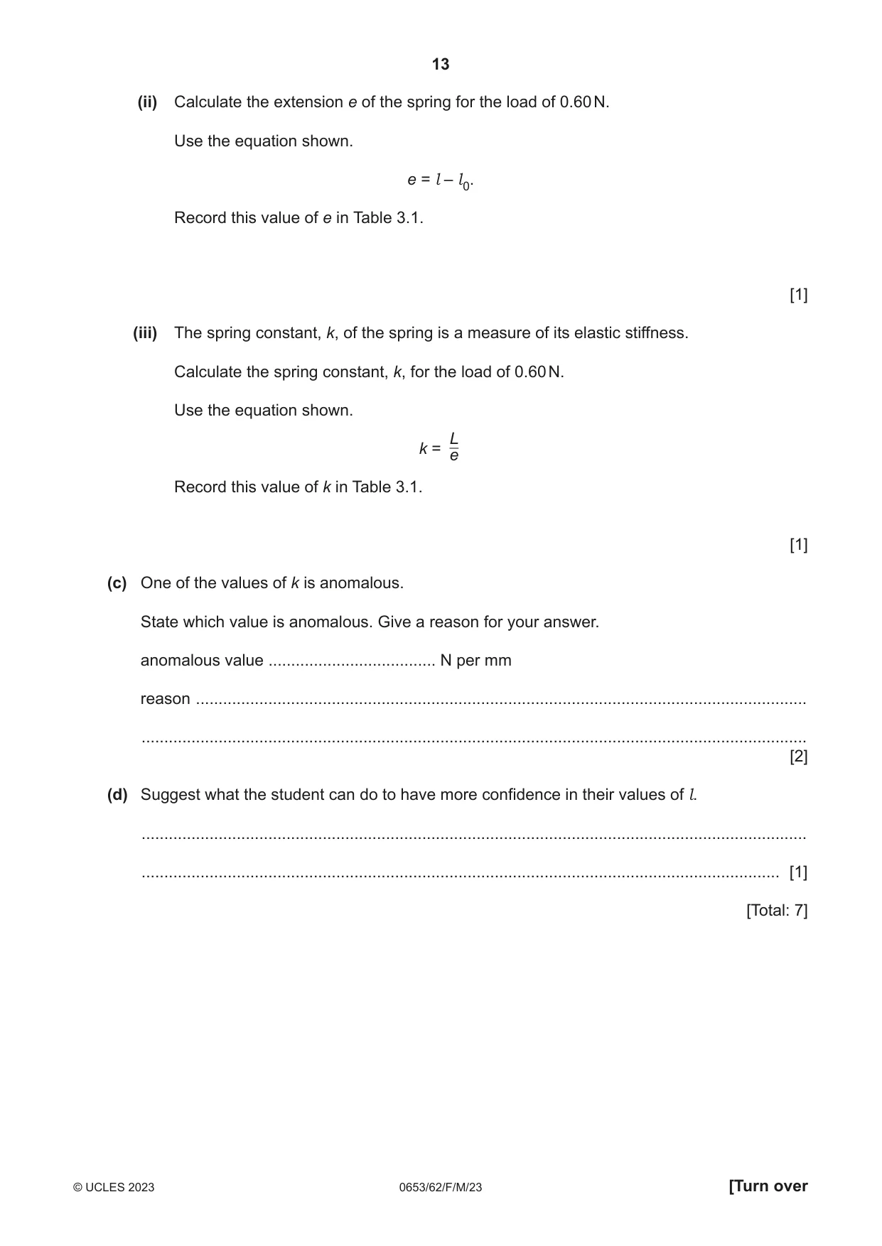 Cambridge IGCSE Science - Combined 0653 2023 Feb/March Paper 6 · Variant 2 question paper, page 13 of 16