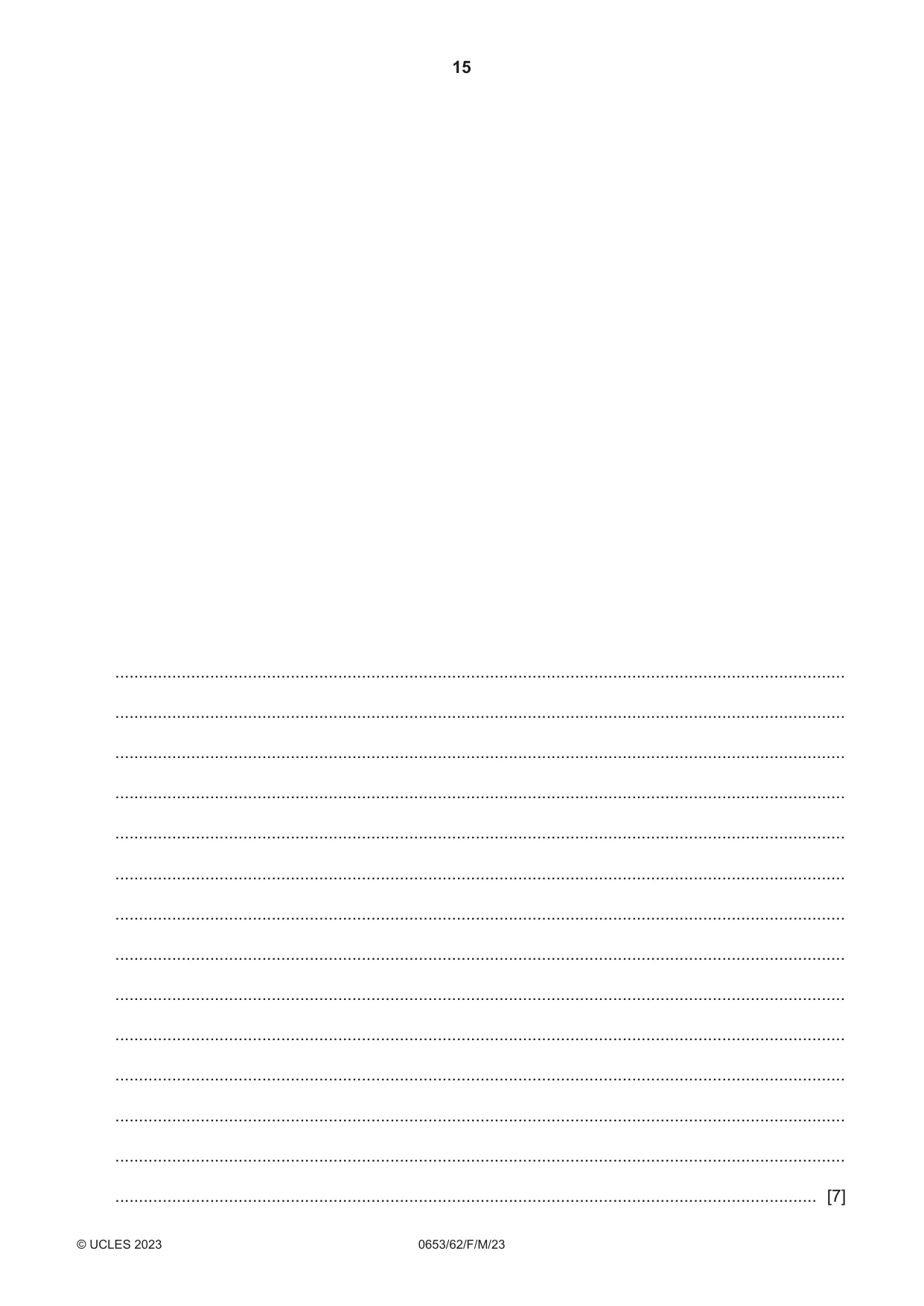 Cambridge IGCSE Science - Combined 0653 2023 Feb/March Paper 6 · Variant 2 question paper, page 15 of 16
