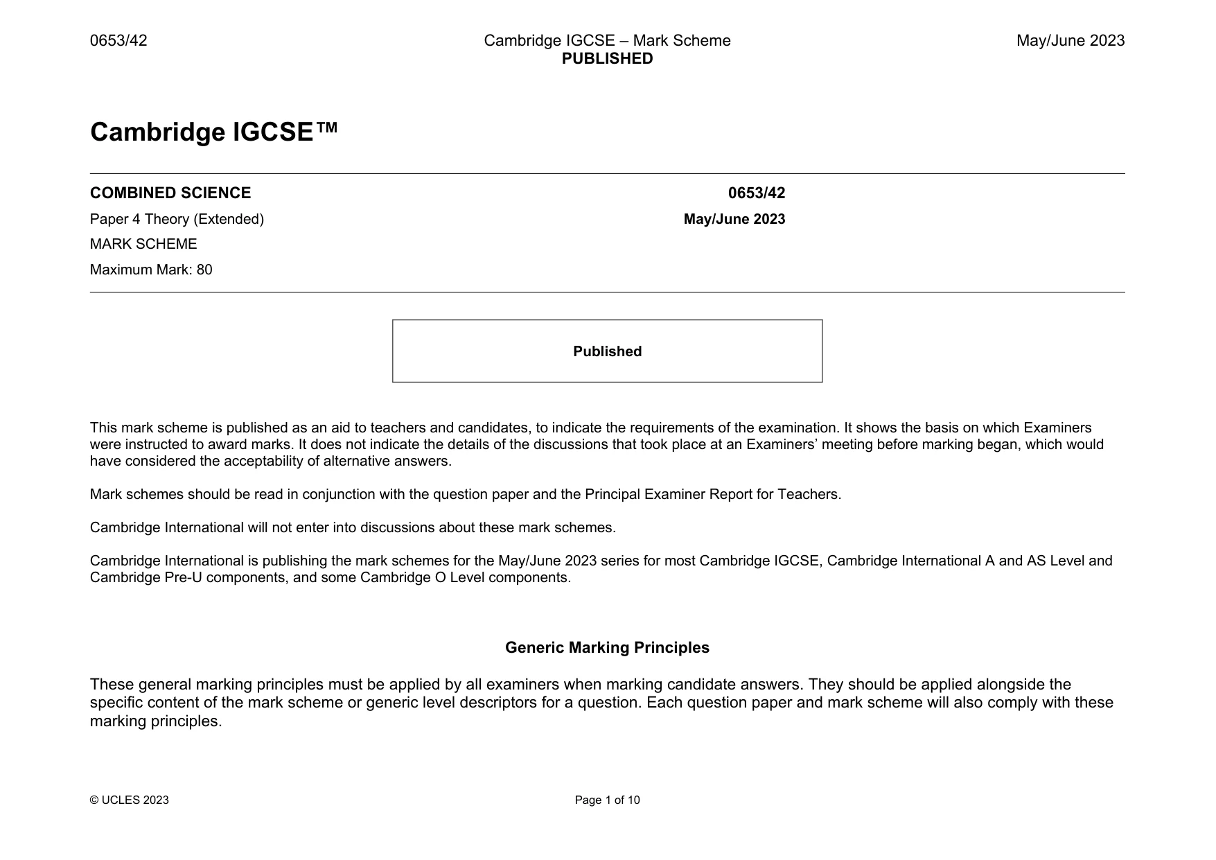 Mark scheme, page 1 of 10