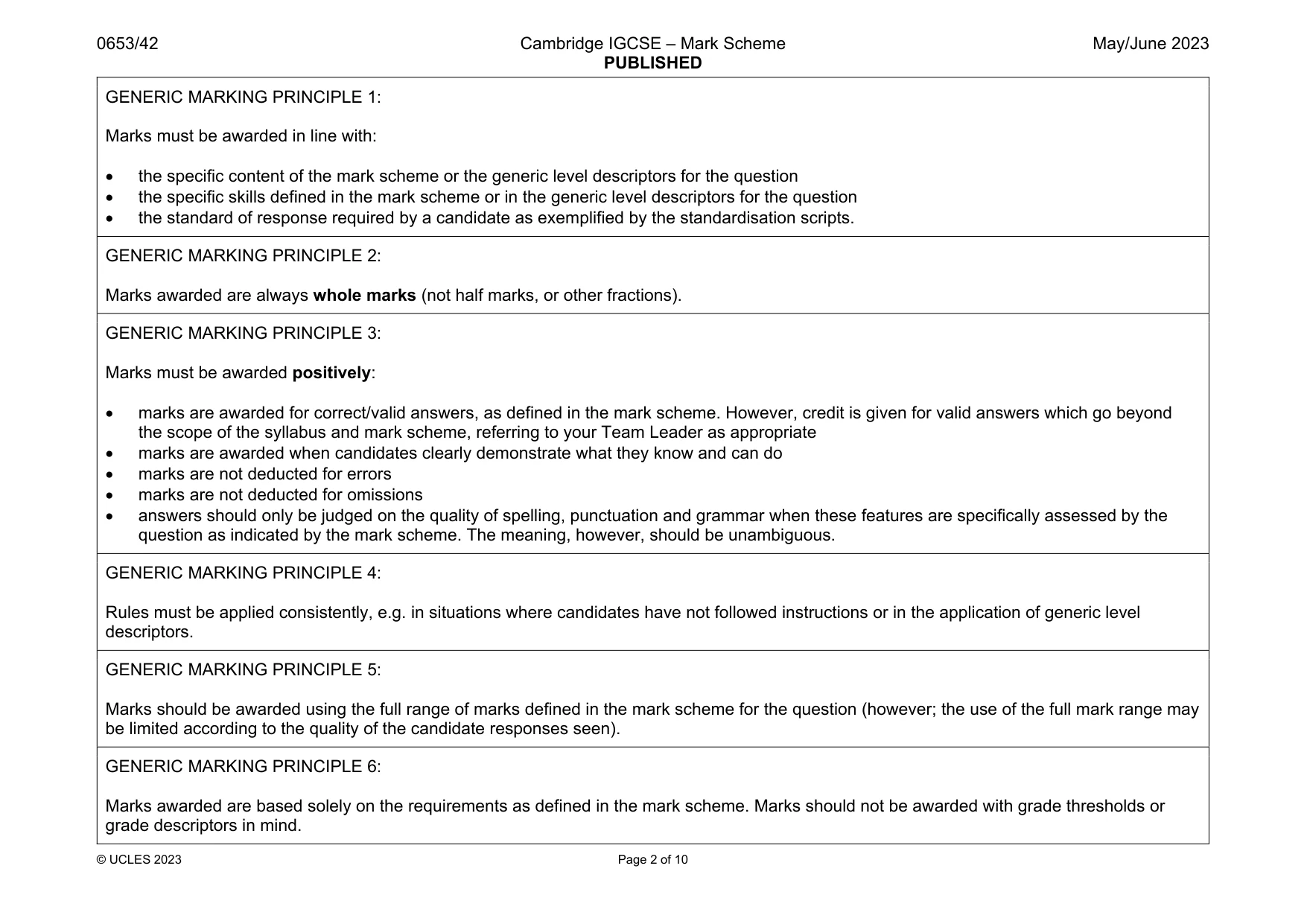 Mark scheme, page 2 of 10