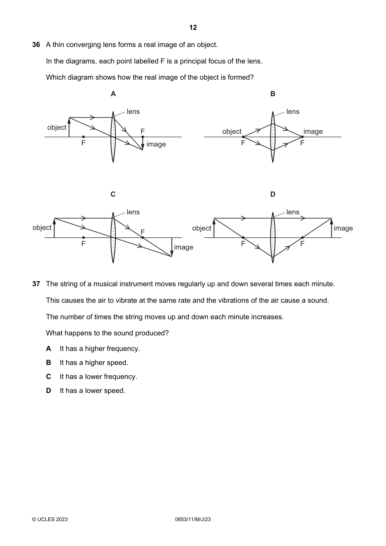 Cambridge IGCSE Science - Combined 0653 2023 May/June Paper 1 · Variant 1 question paper, page 12 of 16
