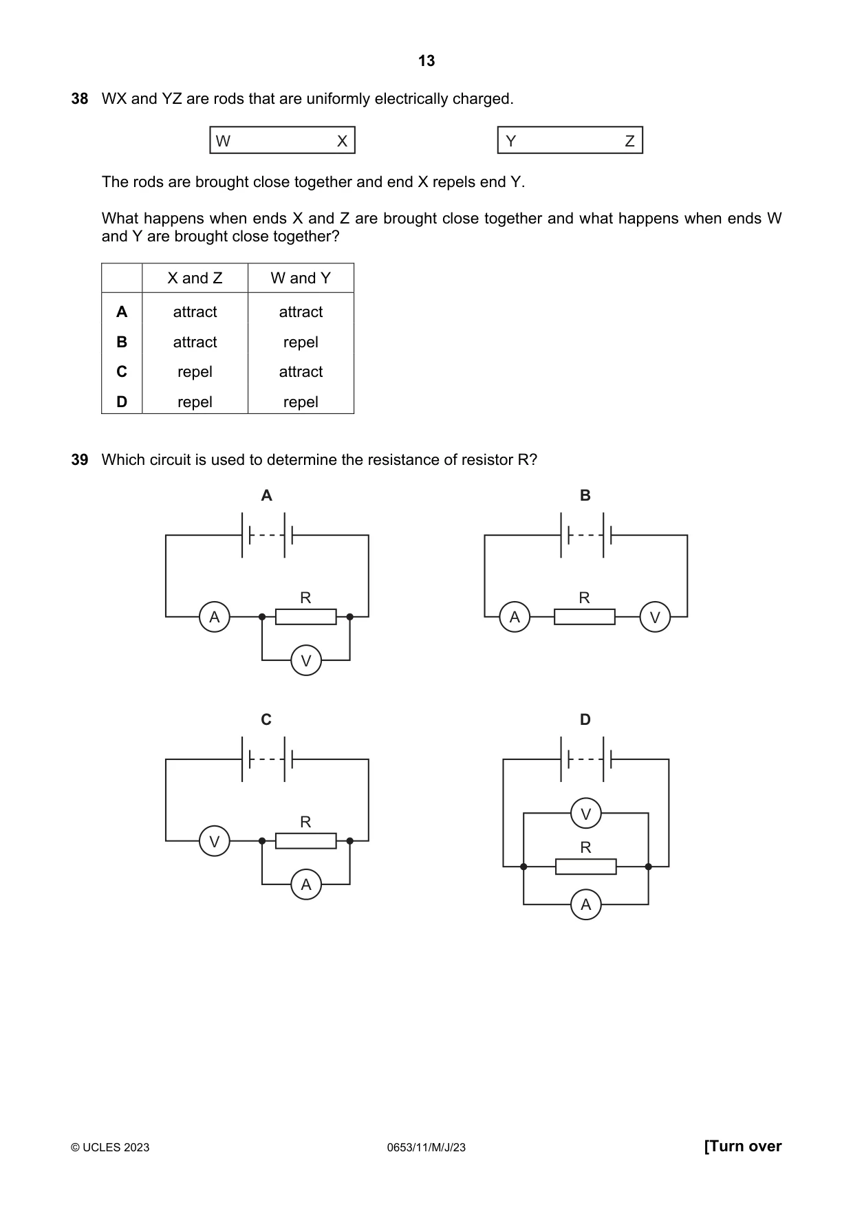 Cambridge IGCSE Science - Combined 0653 2023 May/June Paper 1 · Variant 1 question paper, page 13 of 16