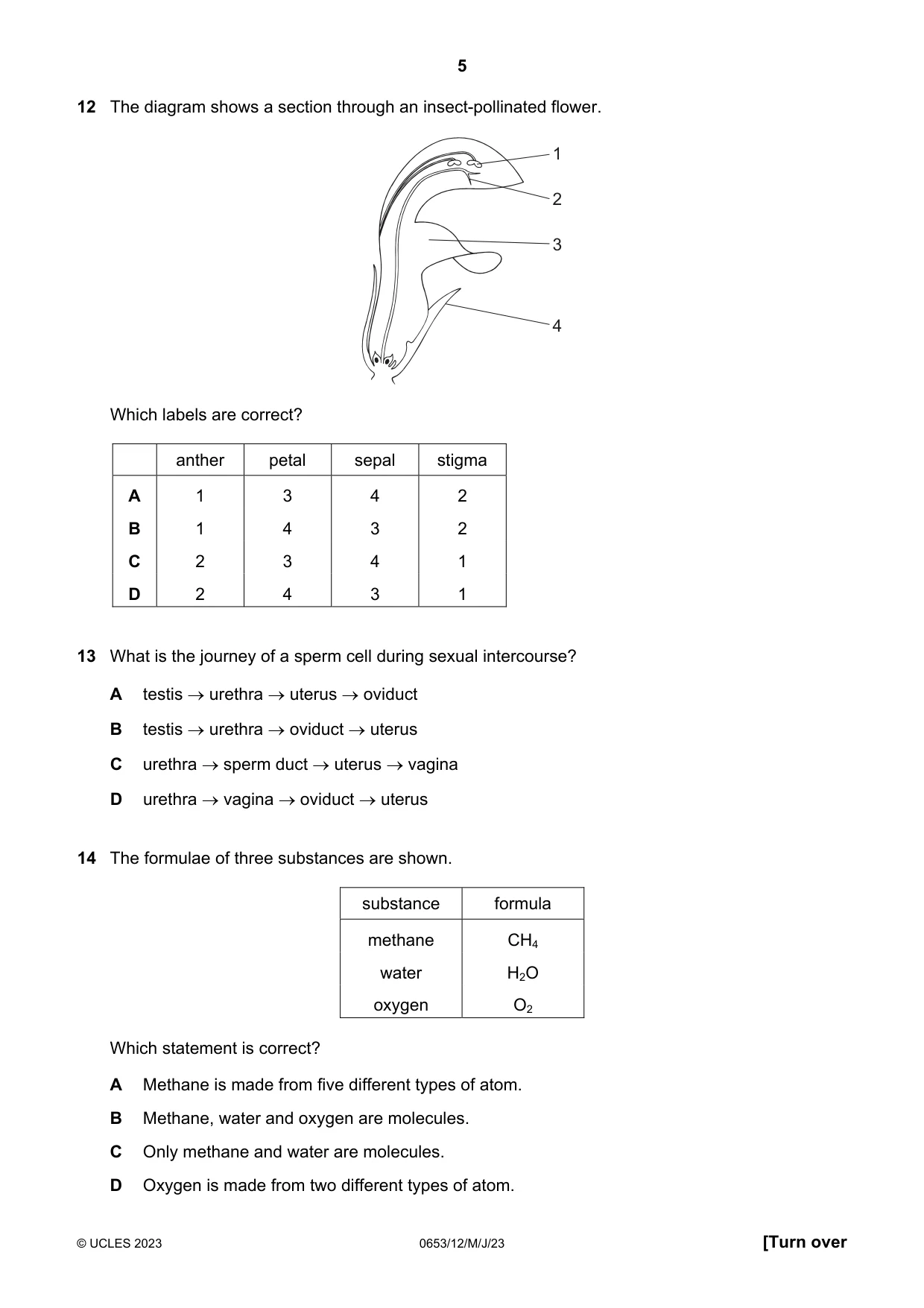 Cambridge IGCSE Science - Combined 0653 2023 May/June Paper 1 · Variant 2 question paper, page 5 of 16