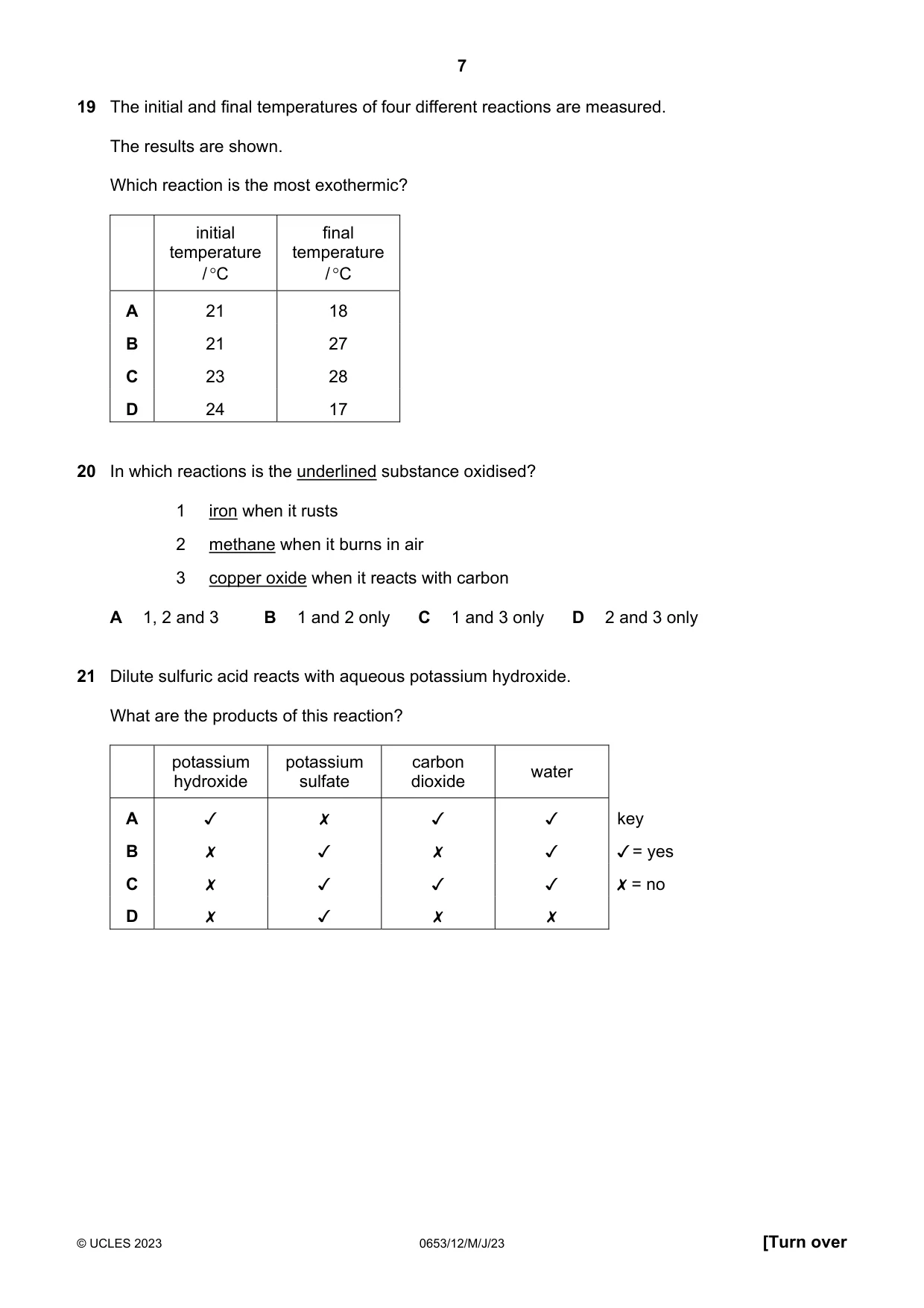 Cambridge IGCSE Science - Combined 0653 2023 May/June Paper 1 · Variant 2 question paper, page 7 of 16