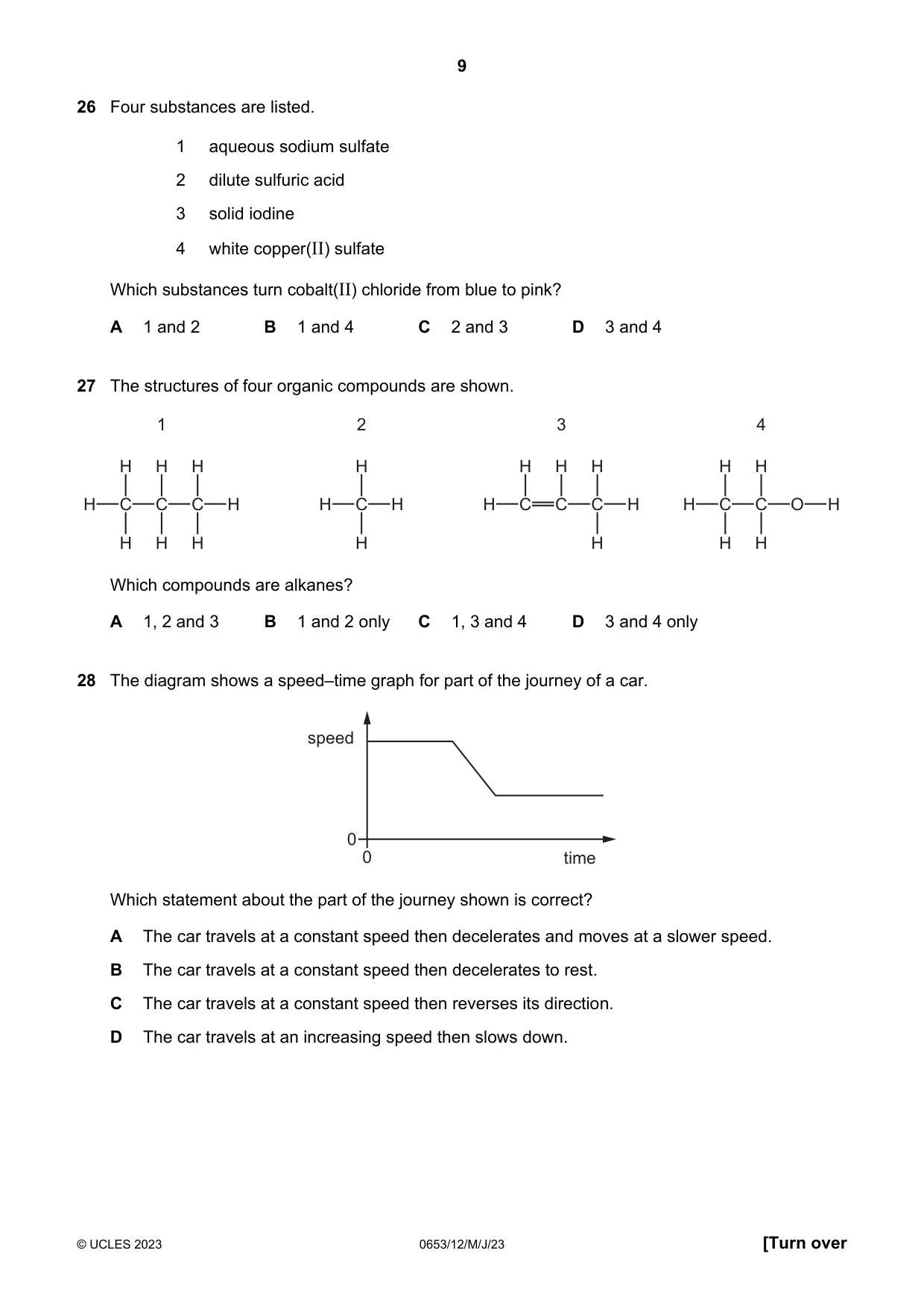 Cambridge IGCSE Science - Combined 0653 2023 May/June Paper 1 · Variant 2 question paper, page 9 of 16