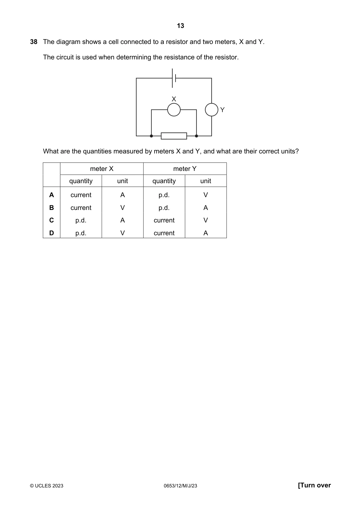 Cambridge IGCSE Science - Combined 0653 2023 May/June Paper 1 · Variant 2 question paper, page 13 of 16