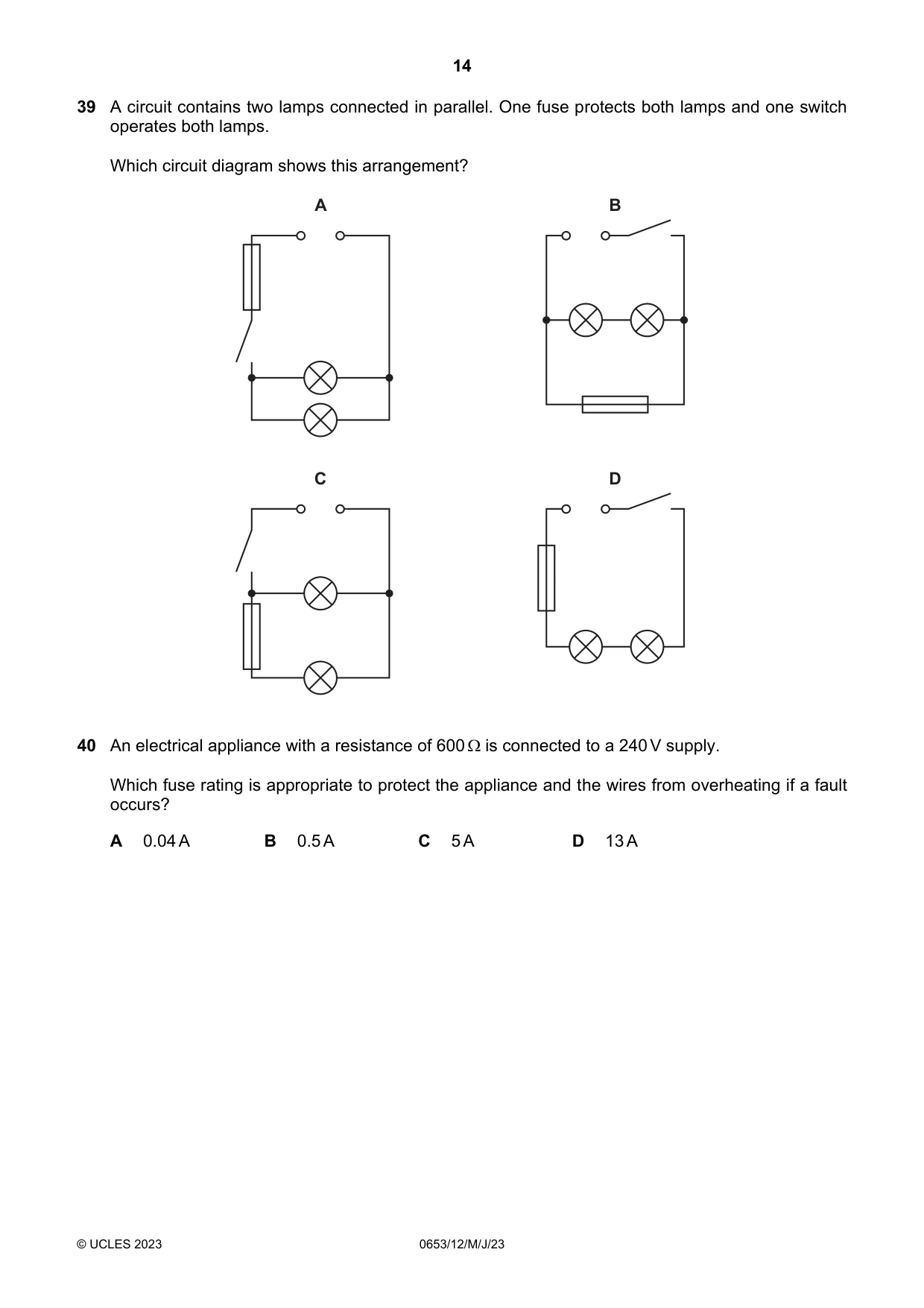 Cambridge IGCSE Science - Combined 0653 2023 May/June Paper 1 · Variant 2 question paper, page 14 of 16