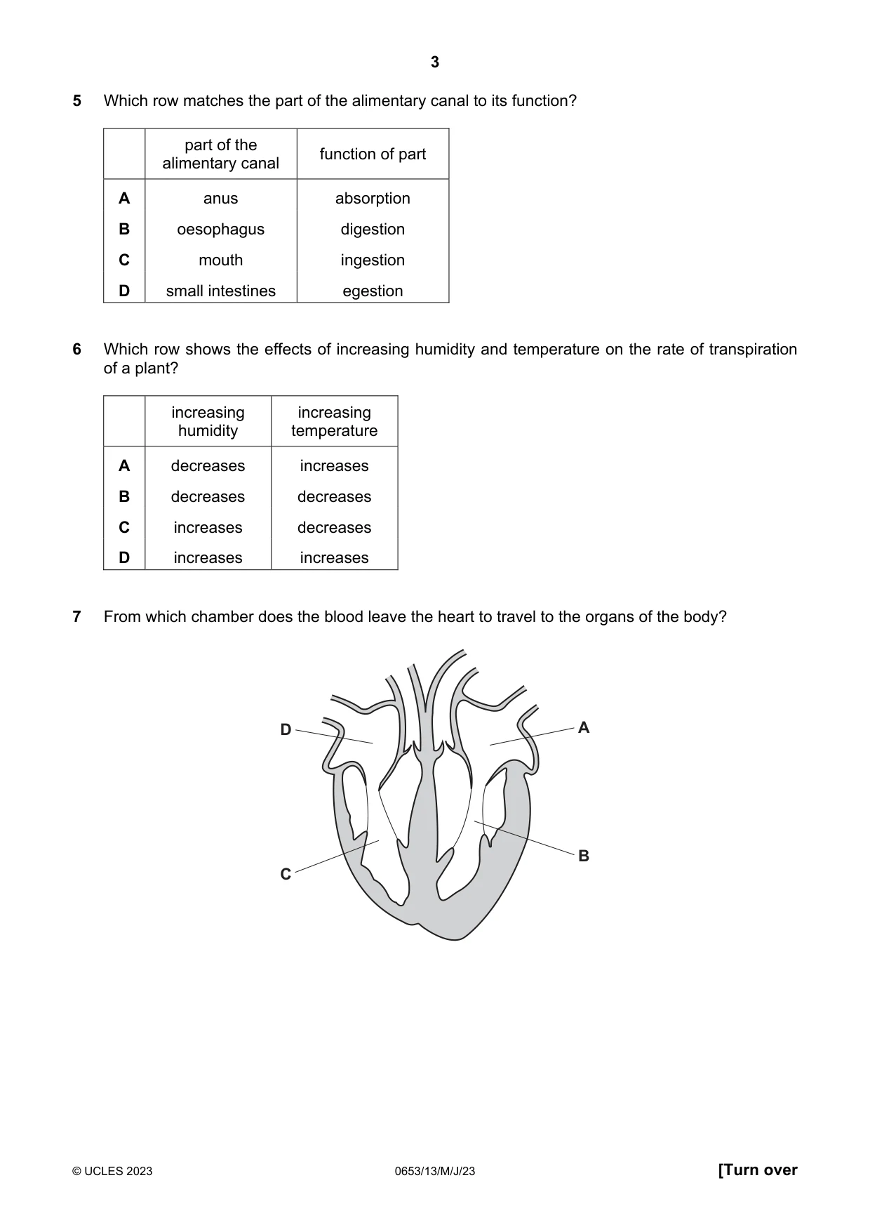 Cambridge IGCSE Science - Combined 0653 2023 May/June Paper 1 · Variant 3 question paper, page 3 of 16