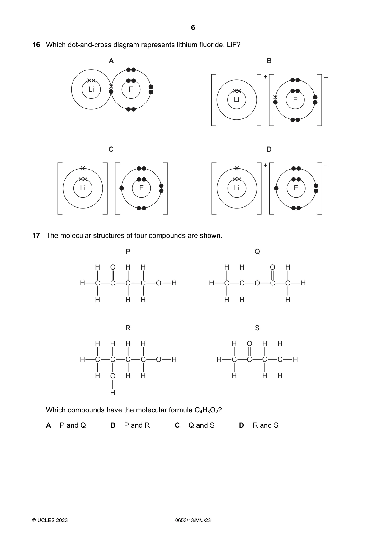Cambridge IGCSE Science - Combined 0653 2023 May/June Paper 1 · Variant 3 question paper, page 6 of 16
