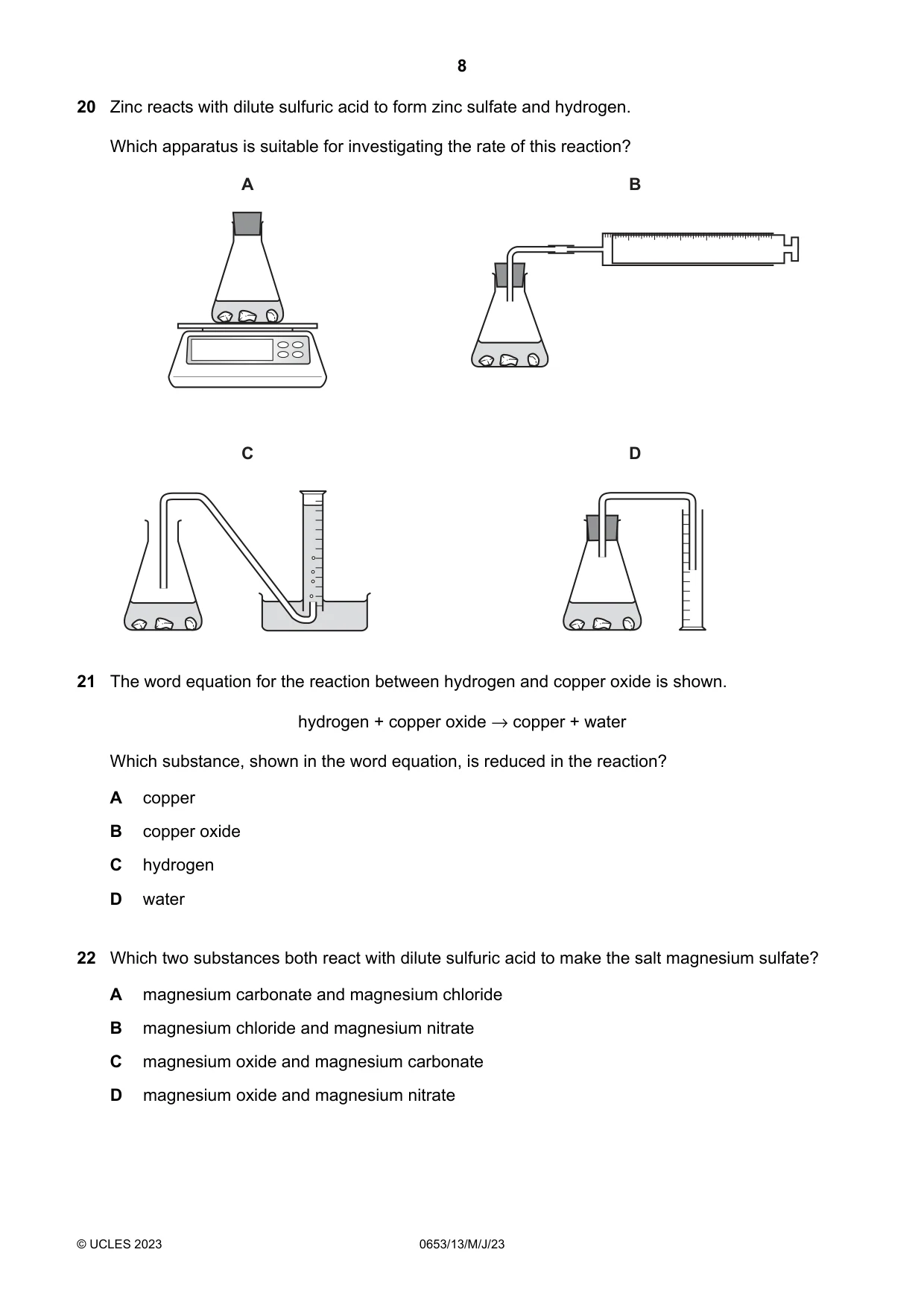 Cambridge IGCSE Science - Combined 0653 2023 May/June Paper 1 · Variant 3 question paper, page 8 of 16
