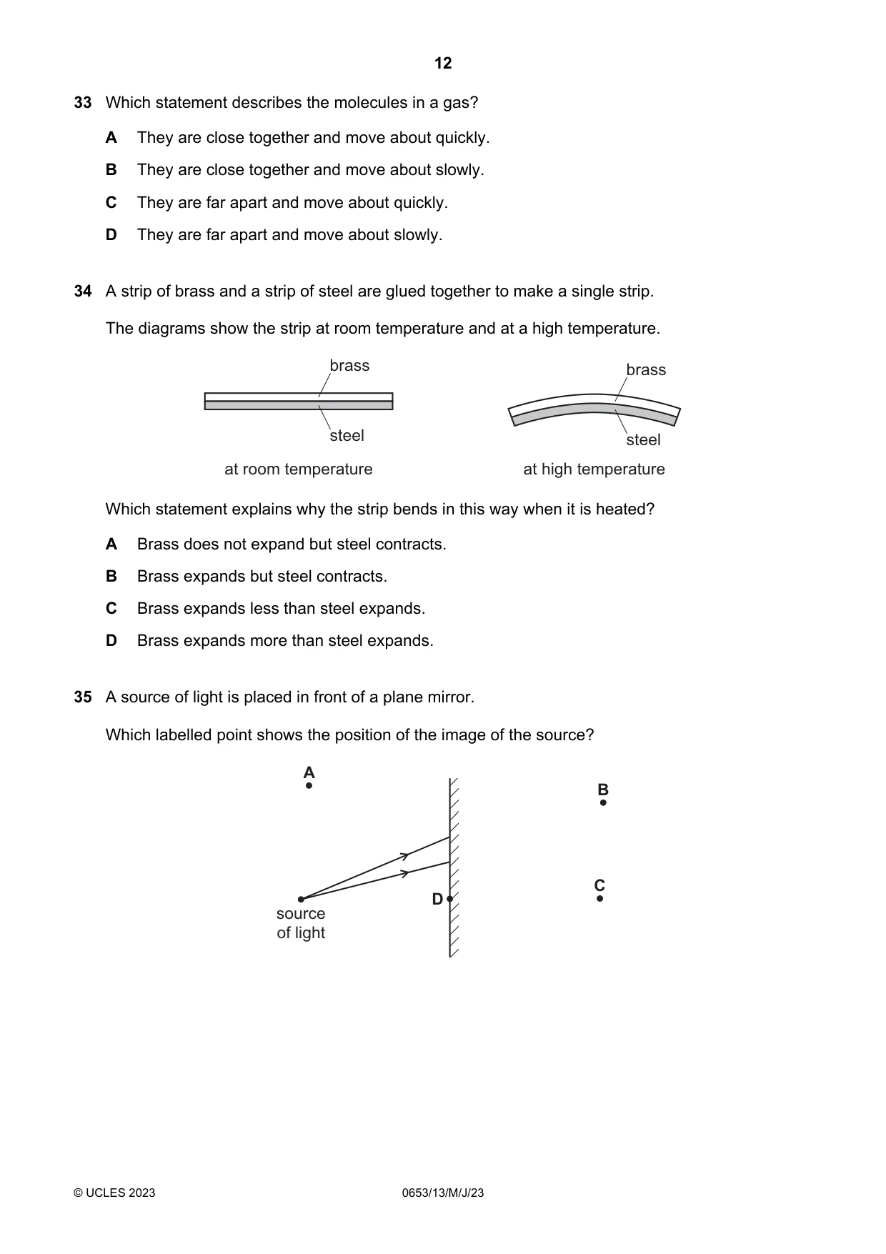 Cambridge IGCSE Science - Combined 0653 2023 May/June Paper 1 · Variant 3 question paper, page 12 of 16