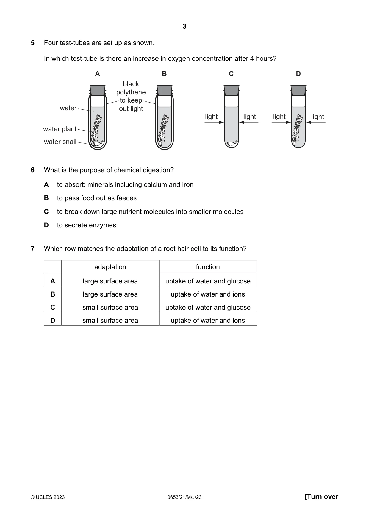 Cambridge IGCSE Science - Combined 0653 2023 May/June Paper 2 · Variant 1 question paper, page 3 of 16