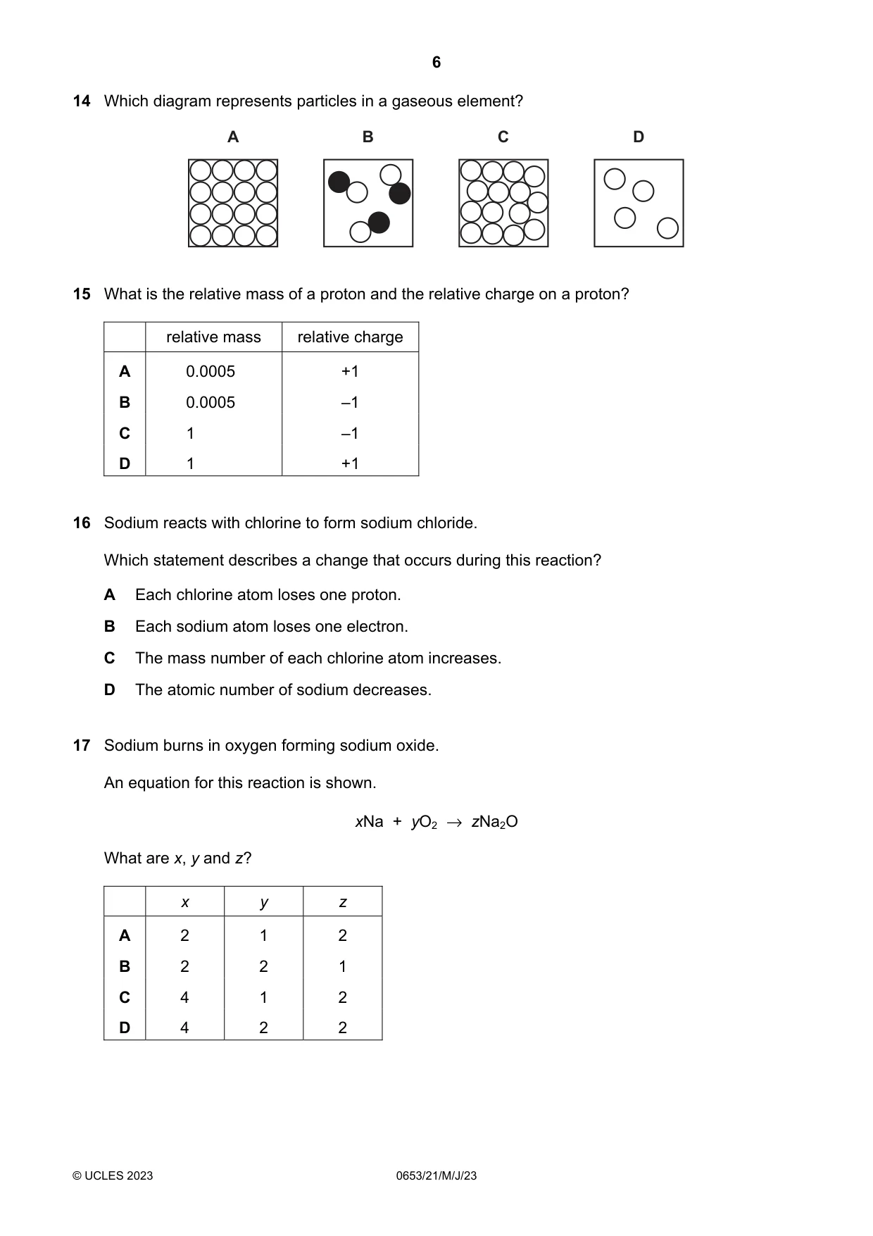 Cambridge IGCSE Science - Combined 0653 2023 May/June Paper 2 · Variant 1 question paper, page 6 of 16