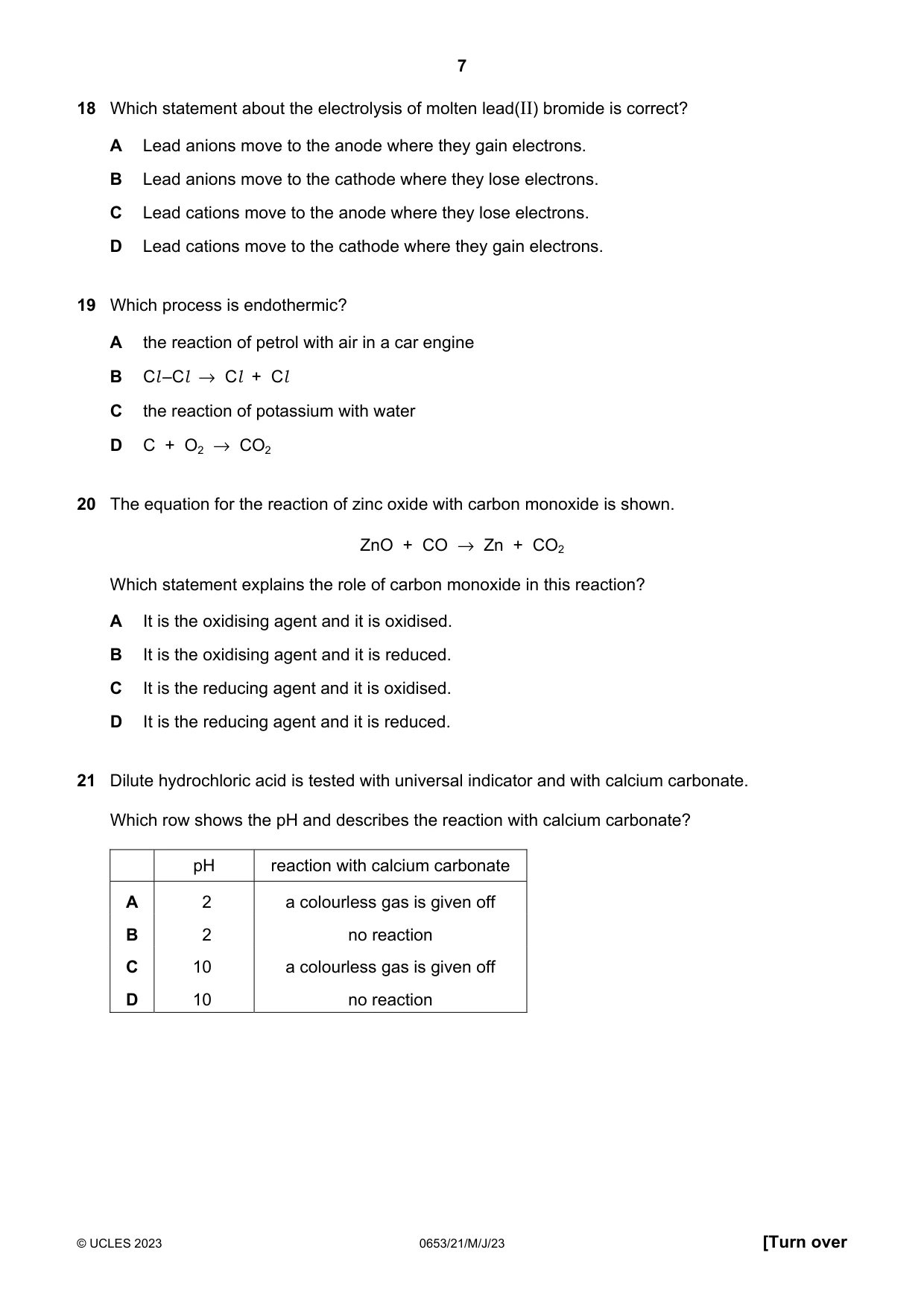 Cambridge IGCSE Science - Combined 0653 2023 May/June Paper 2 · Variant 1 question paper, page 7 of 16