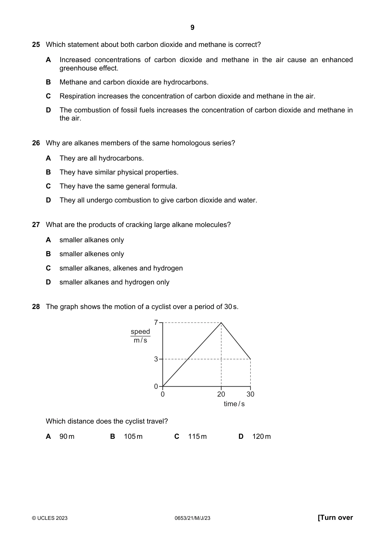 Cambridge IGCSE Science - Combined 0653 2023 May/June Paper 2 · Variant 1 question paper, page 9 of 16