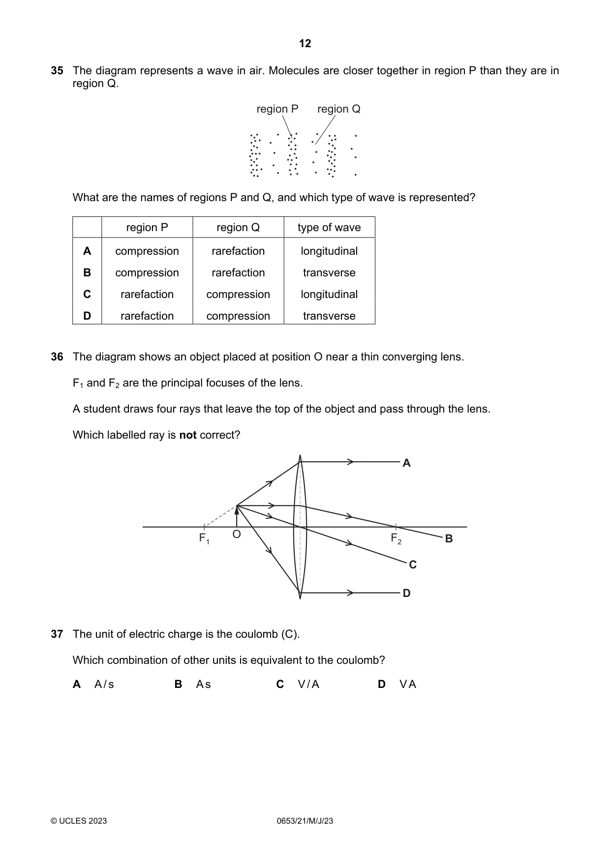 Cambridge IGCSE Science - Combined 0653 2023 May/June Paper 2 · Variant 1 question paper, page 12 of 16