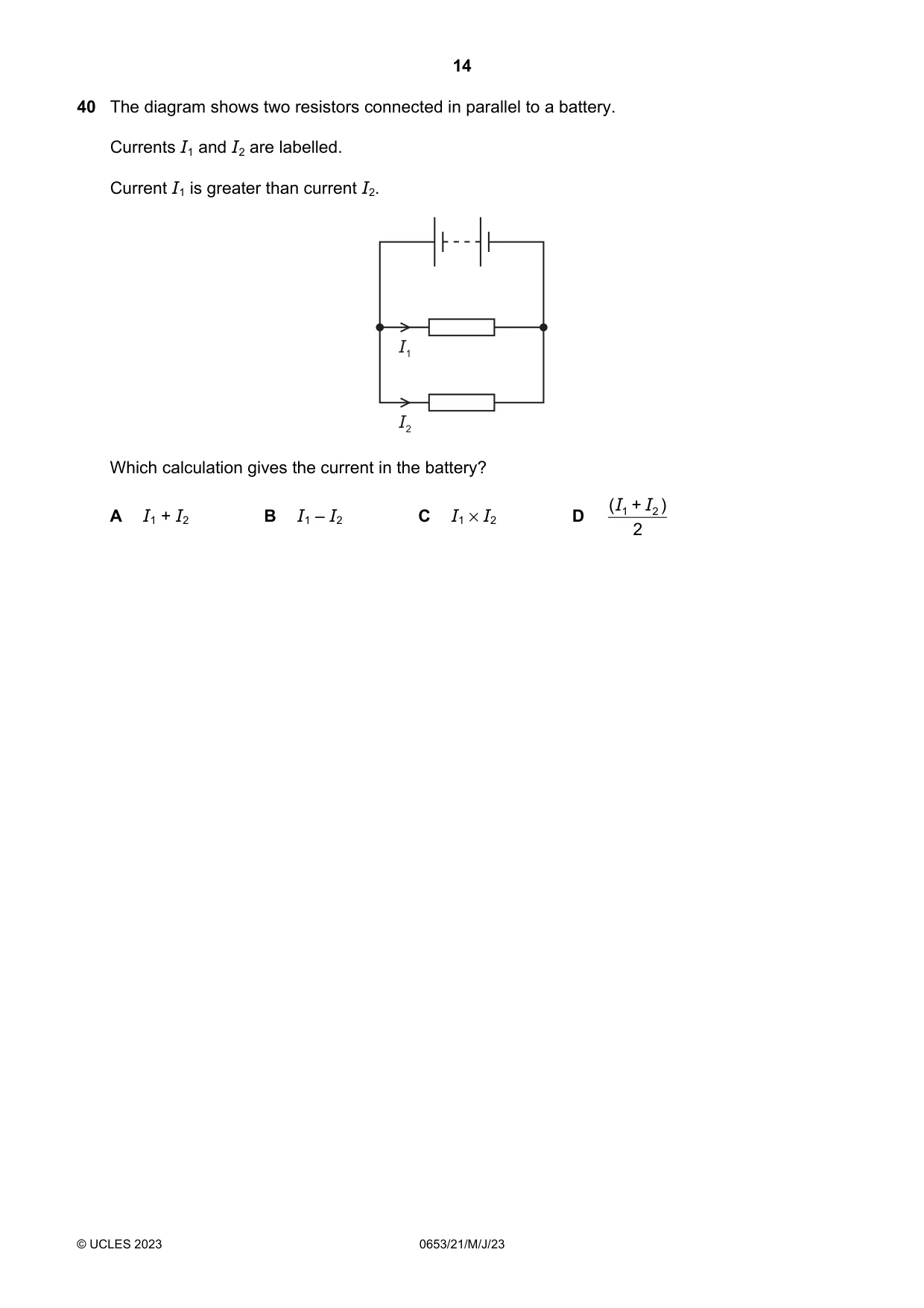 Cambridge IGCSE Science - Combined 0653 2023 May/June Paper 2 · Variant 1 question paper, page 14 of 16
