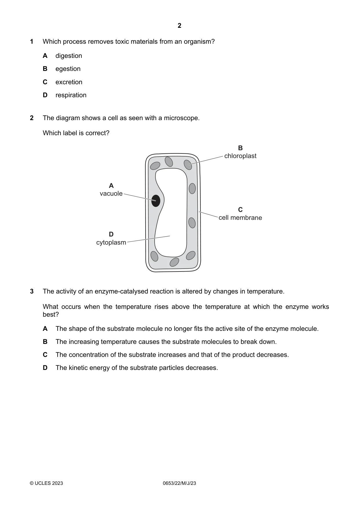 Cambridge IGCSE Science - Combined 0653 2023 May/June Paper 2 · Variant 2 question paper, page 2 of 16
