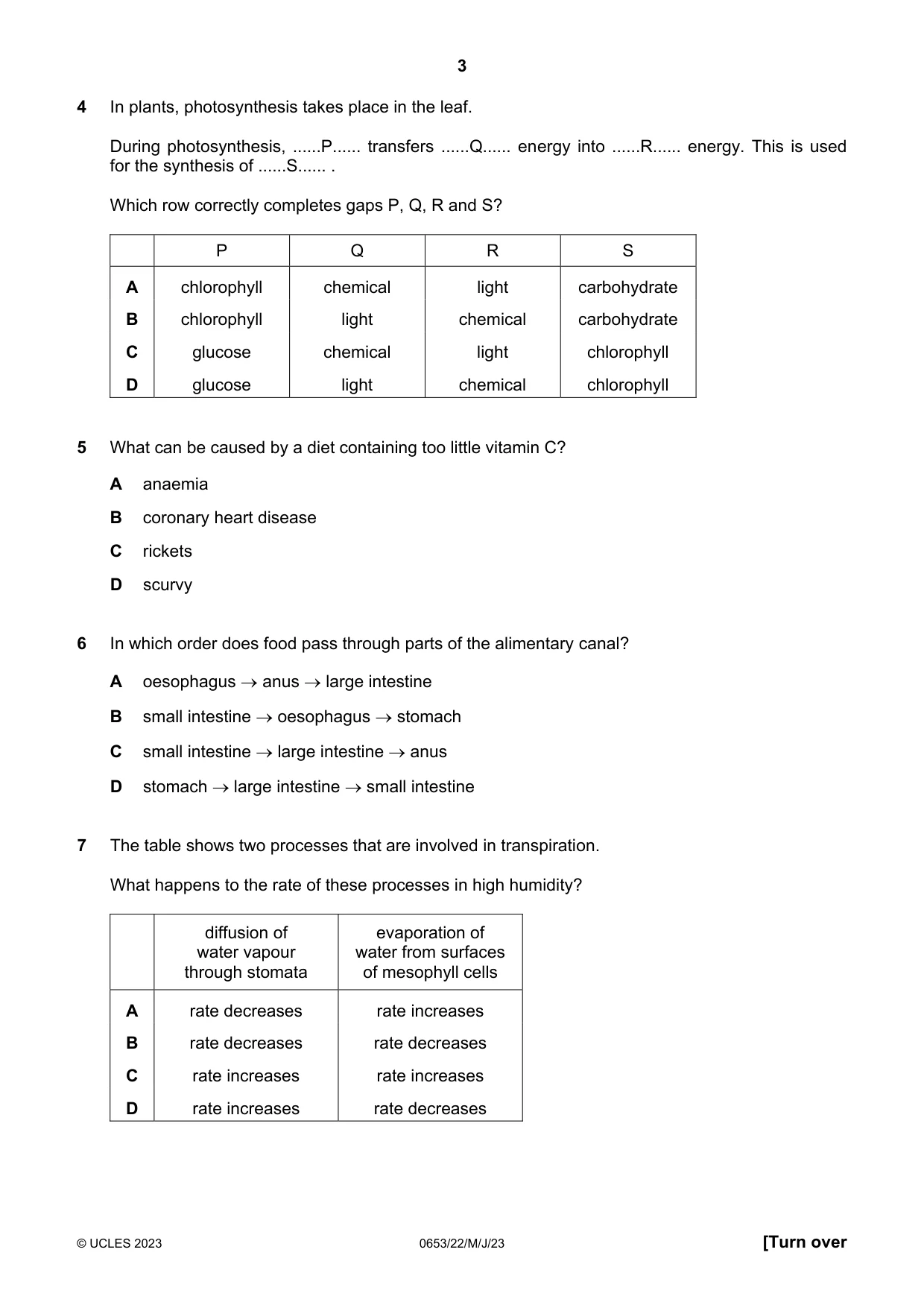 Cambridge IGCSE Science - Combined 0653 2023 May/June Paper 2 · Variant 2 question paper, page 3 of 16
