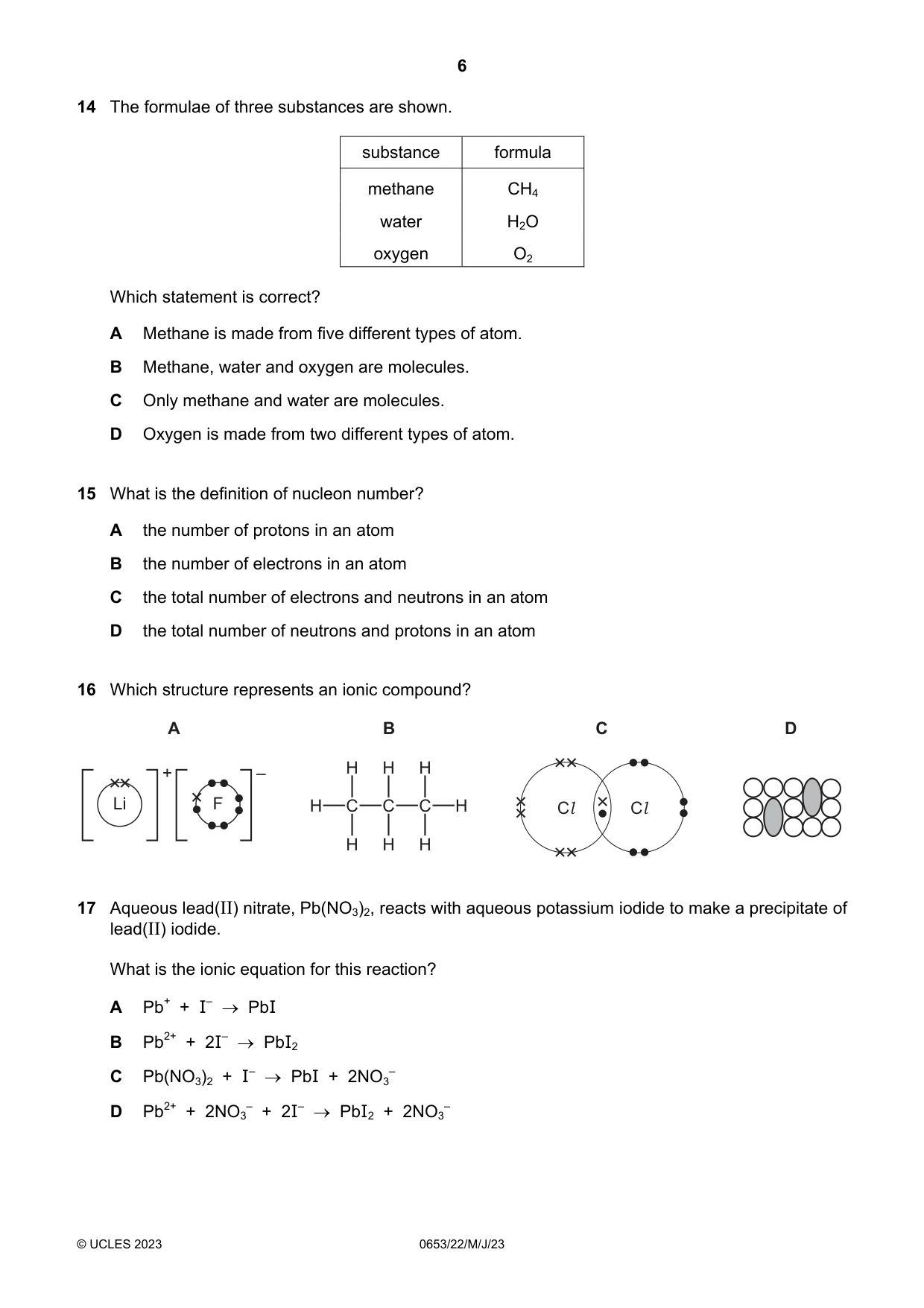 Cambridge IGCSE Science - Combined 0653 2023 May/June Paper 2 · Variant 2 question paper, page 6 of 16
