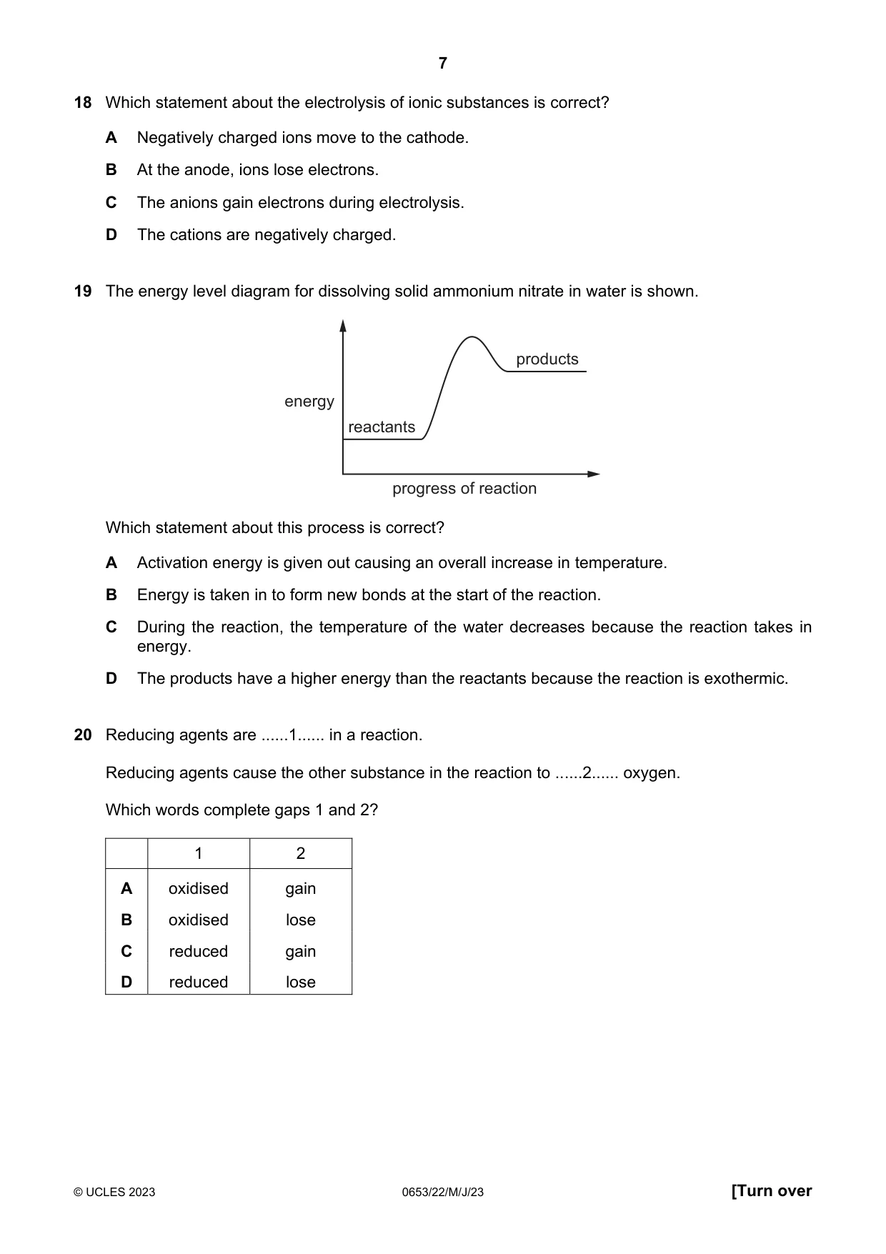 Cambridge IGCSE Science - Combined 0653 2023 May/June Paper 2 · Variant 2 question paper, page 7 of 16