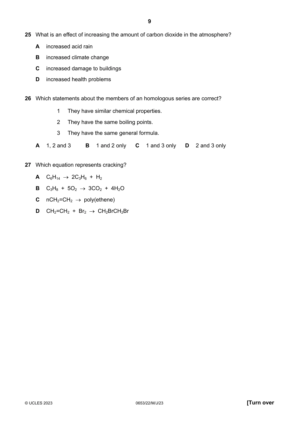 Cambridge IGCSE Science - Combined 0653 2023 May/June Paper 2 · Variant 2 question paper, page 9 of 16