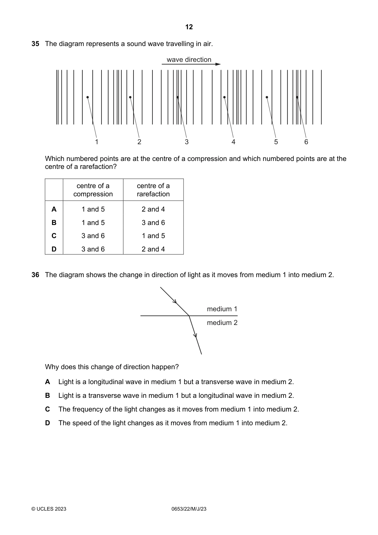 Cambridge IGCSE Science - Combined 0653 2023 May/June Paper 2 · Variant 2 question paper, page 12 of 16