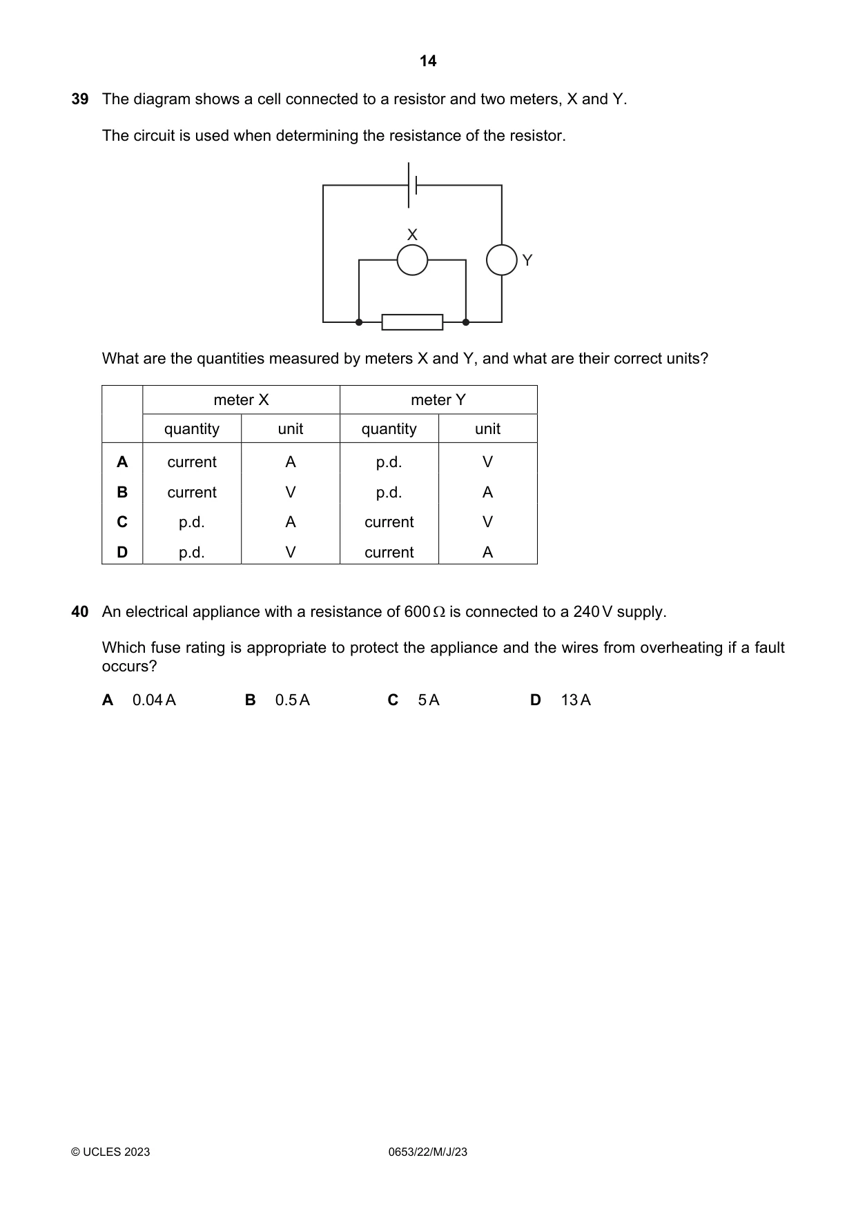Cambridge IGCSE Science - Combined 0653 2023 May/June Paper 2 · Variant 2 question paper, page 14 of 16