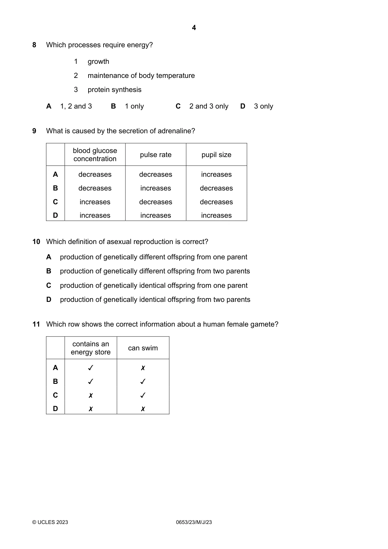 Cambridge IGCSE Science - Combined 0653 2023 May/June Paper 2 · Variant 3 question paper, page 4 of 16