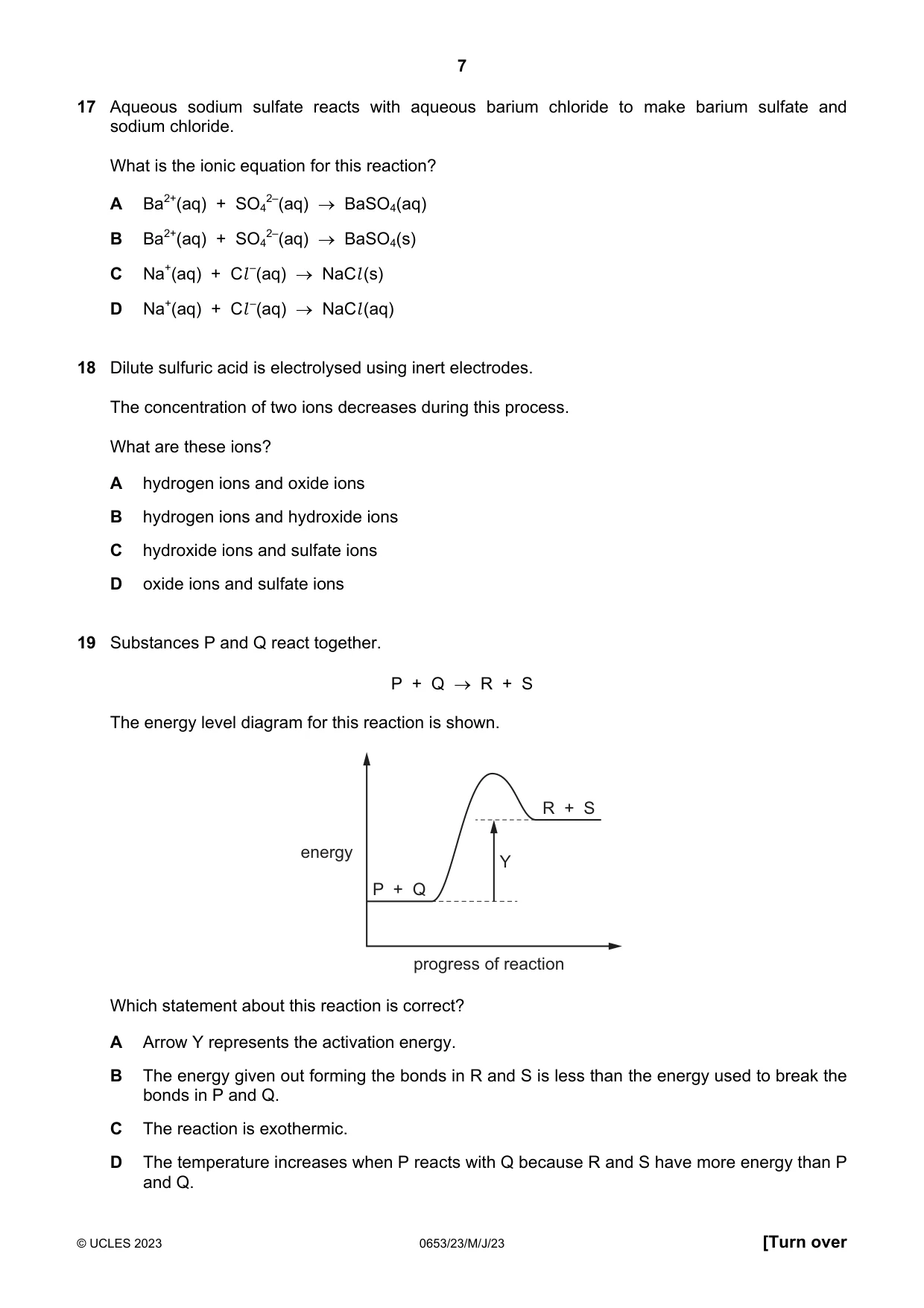 Cambridge IGCSE Science - Combined 0653 2023 May/June Paper 2 · Variant 3 question paper, page 7 of 16