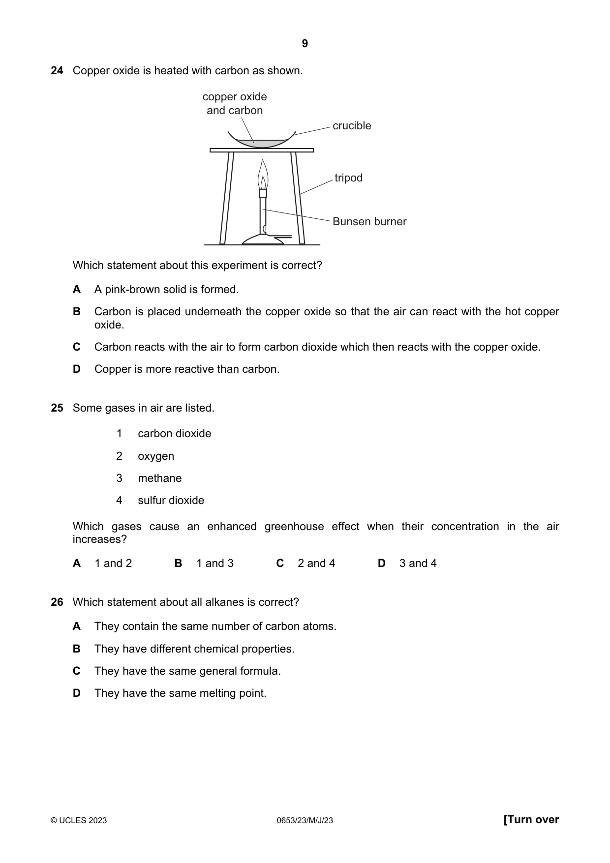 Cambridge IGCSE Science - Combined 0653 2023 May/June Paper 2 · Variant 3 question paper, page 9 of 16