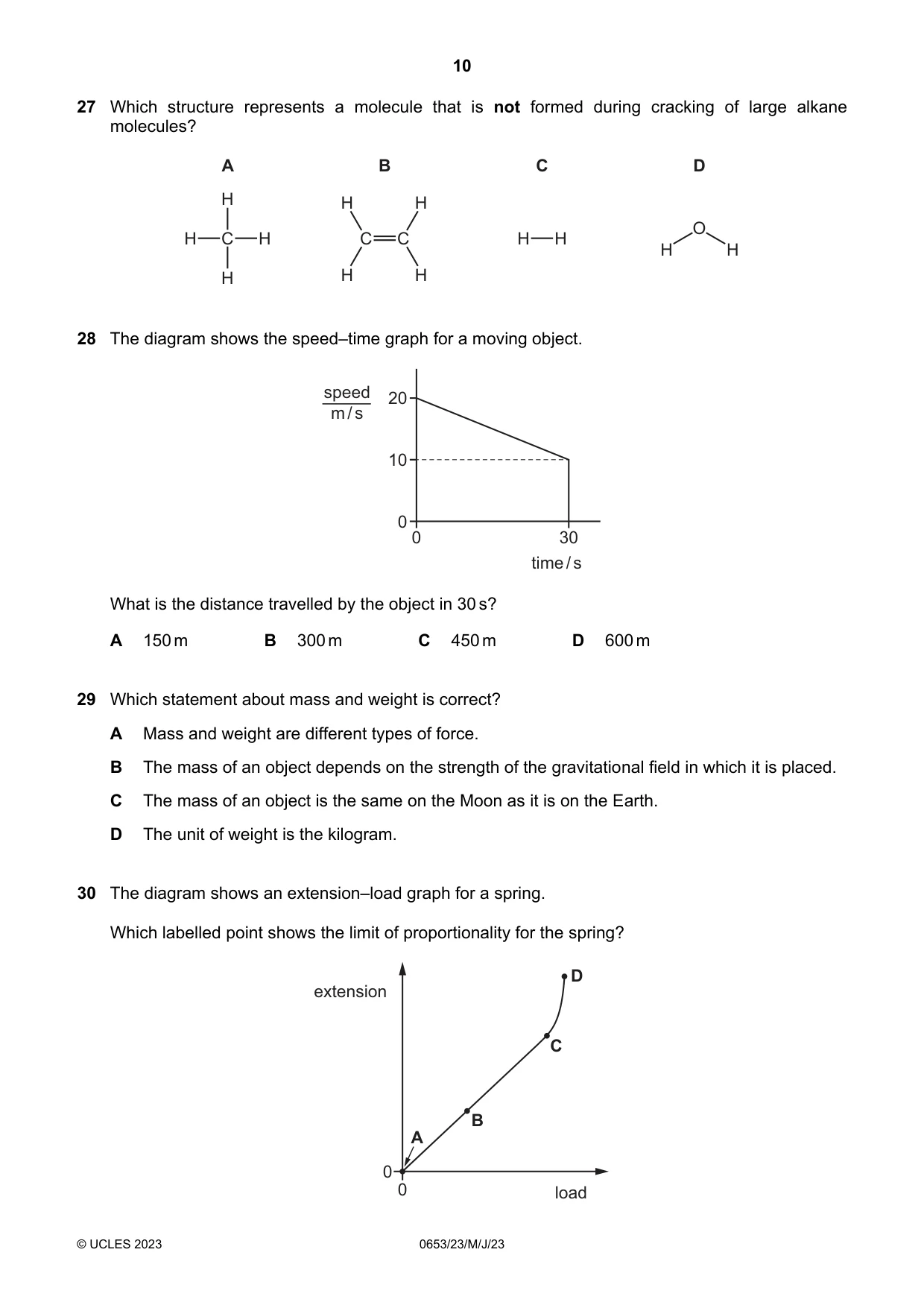 Cambridge IGCSE Science - Combined 0653 2023 May/June Paper 2 · Variant 3 question paper, page 10 of 16