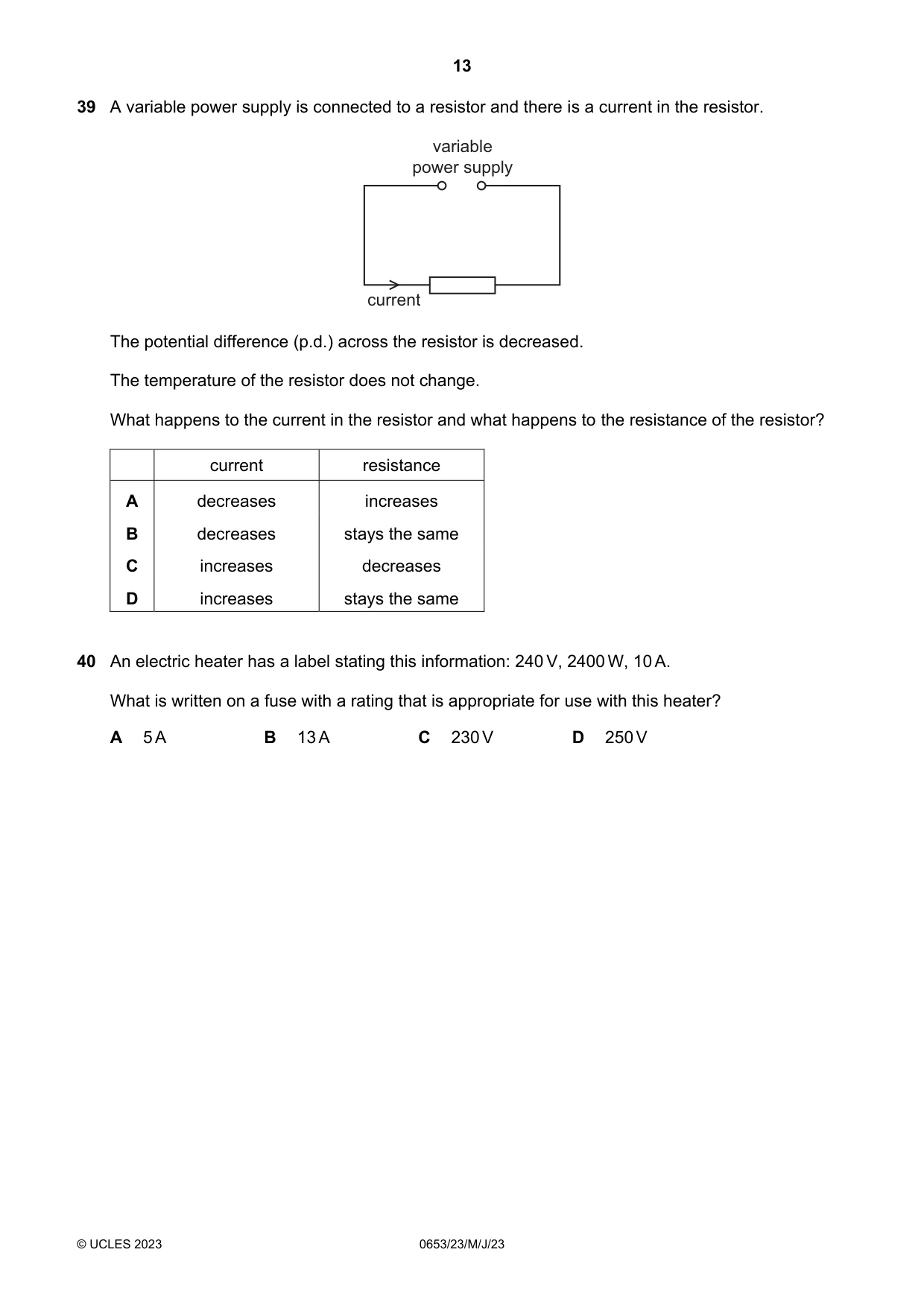 Cambridge IGCSE Science - Combined 0653 2023 May/June Paper 2 · Variant 3 question paper, page 13 of 16