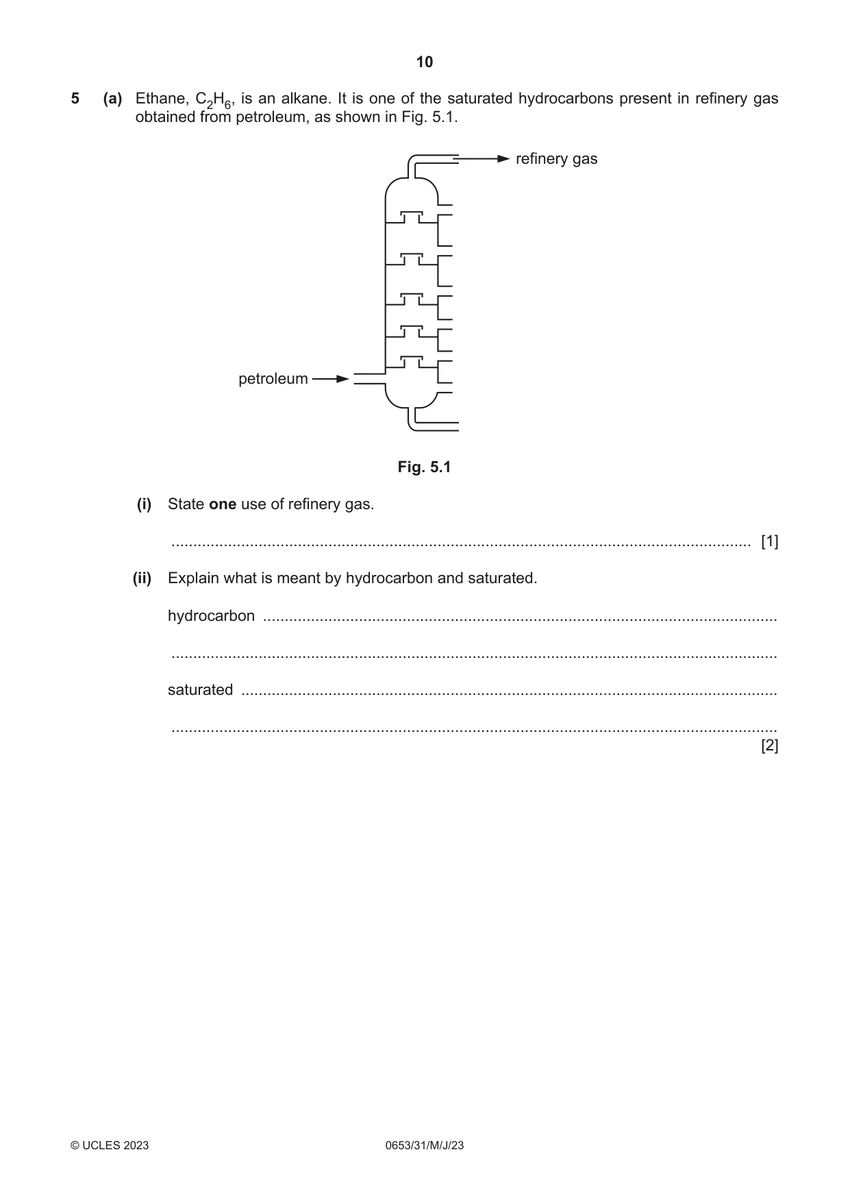 Cambridge IGCSE Science - Combined 0653 2023 May/June Paper 3 · Variant 1 question paper, page 10 of 20