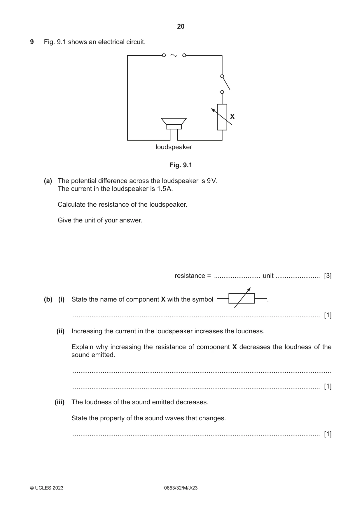 Cambridge IGCSE Science - Combined 0653 2023 May/June Paper 3 · Variant 2 question paper, page 20 of 24
