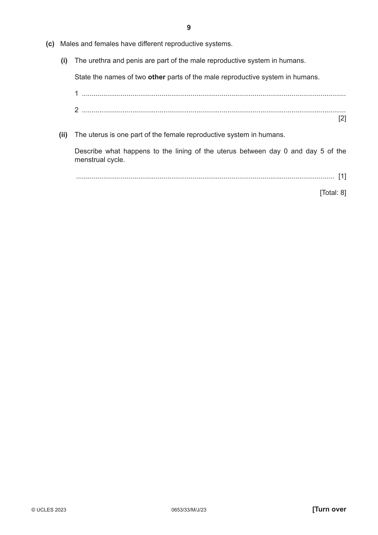 Cambridge IGCSE Science - Combined 0653 2023 May/June Paper 3 · Variant 3 question paper, page 9 of 20