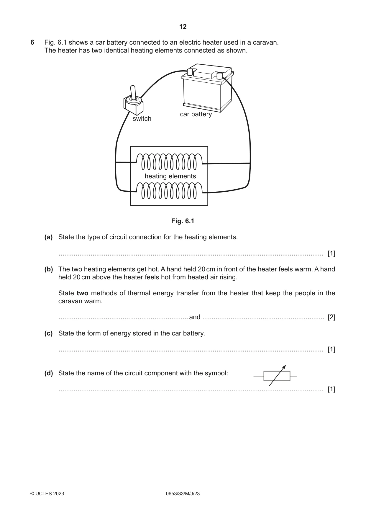 Cambridge IGCSE Science - Combined 0653 2023 May/June Paper 3 · Variant 3 question paper, page 12 of 20