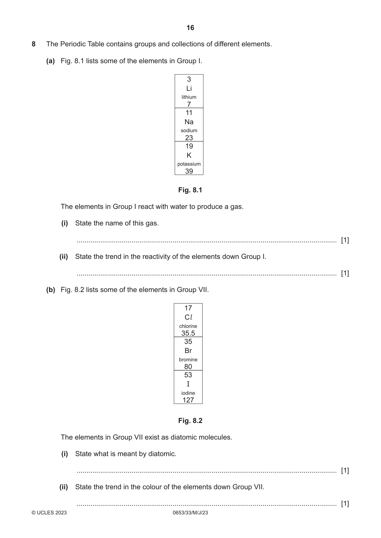 Cambridge IGCSE Science - Combined 0653 2023 May/June Paper 3 · Variant 3 question paper, page 16 of 20