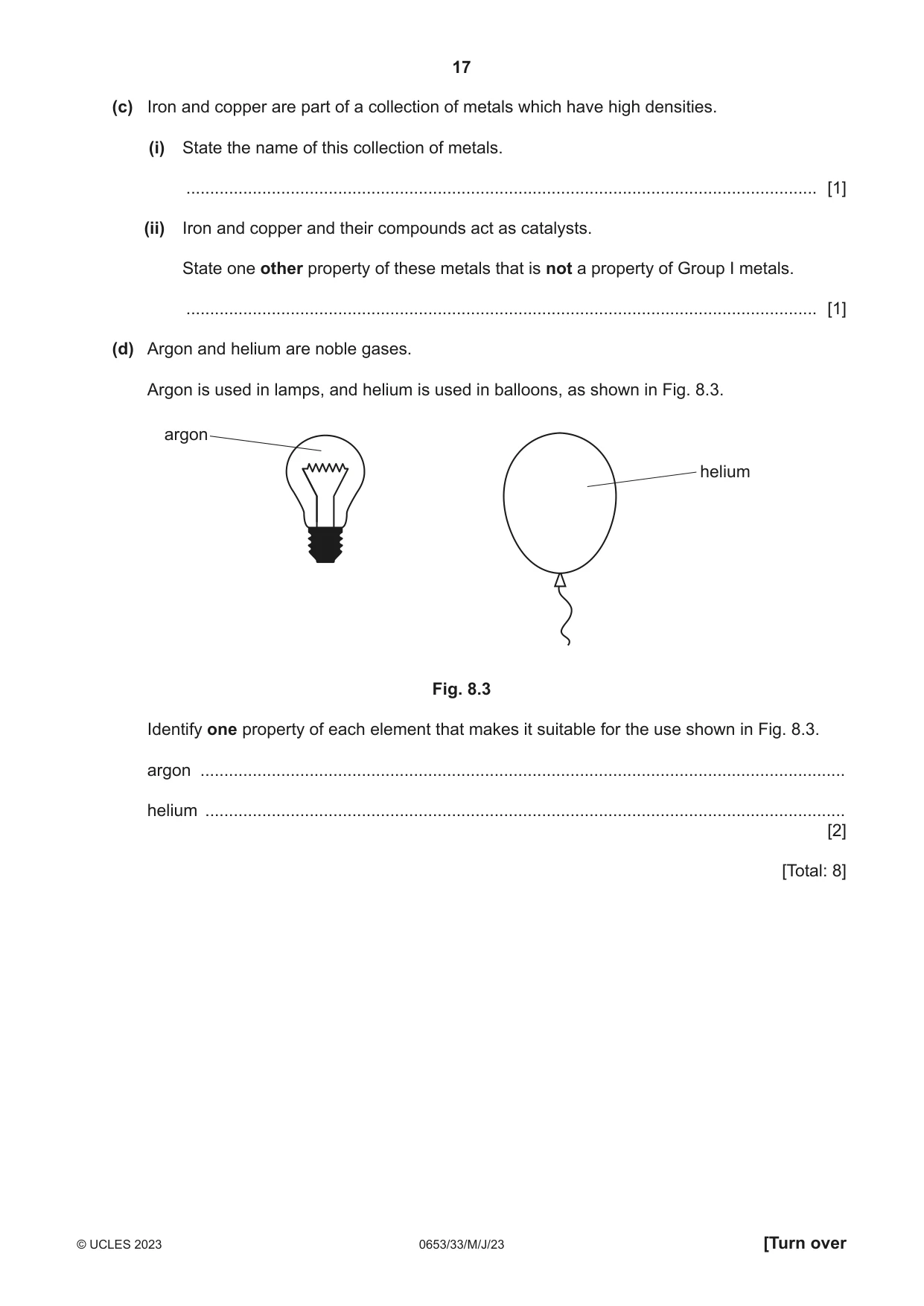 Cambridge IGCSE Science - Combined 0653 2023 May/June Paper 3 · Variant 3 question paper, page 17 of 20