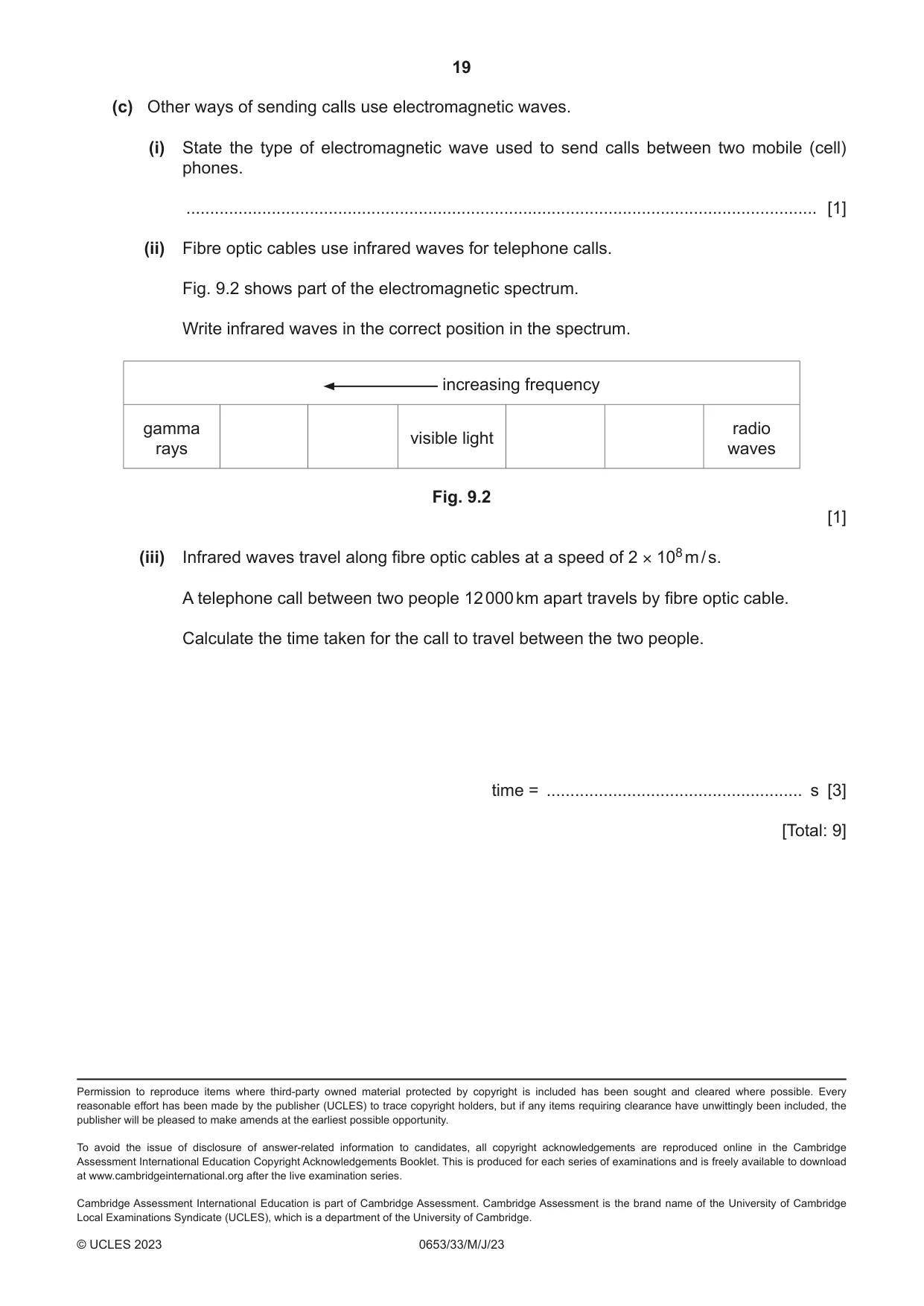 Cambridge IGCSE Science - Combined 0653 2023 May/June Paper 3 · Variant 3 question paper, page 19 of 20