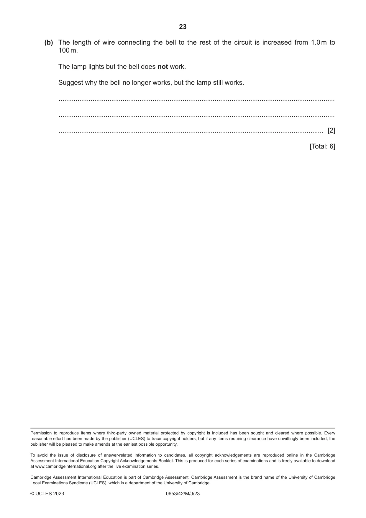 Cambridge IGCSE Science - Combined 0653 2023 May/June Paper 4 · Variant 2 question paper, page 23 of 24