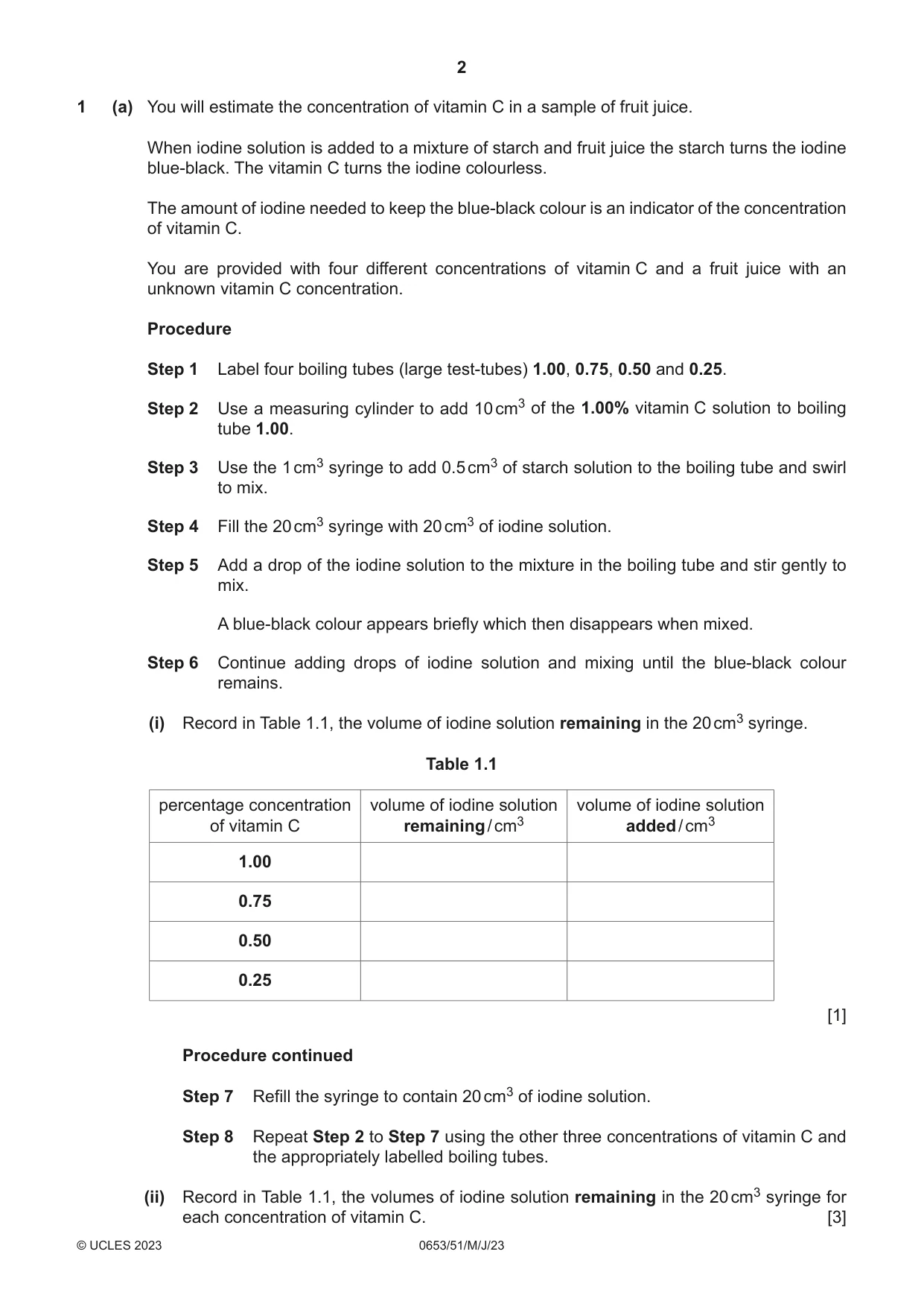 Cambridge IGCSE Science - Combined 0653 2023 May/June Paper 5 · Variant 1 question paper, page 2 of 16