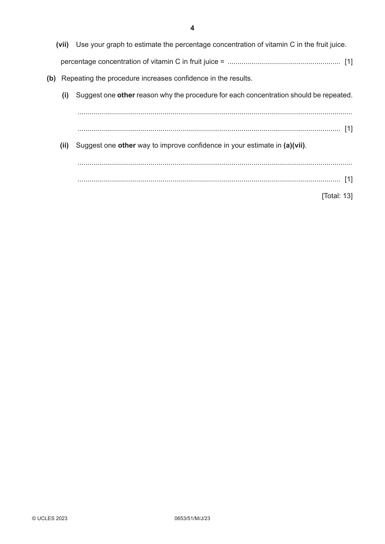 Cambridge IGCSE Science - Combined 0653 2023 May/June Paper 5 · Variant 1 question paper, page 4 of 16