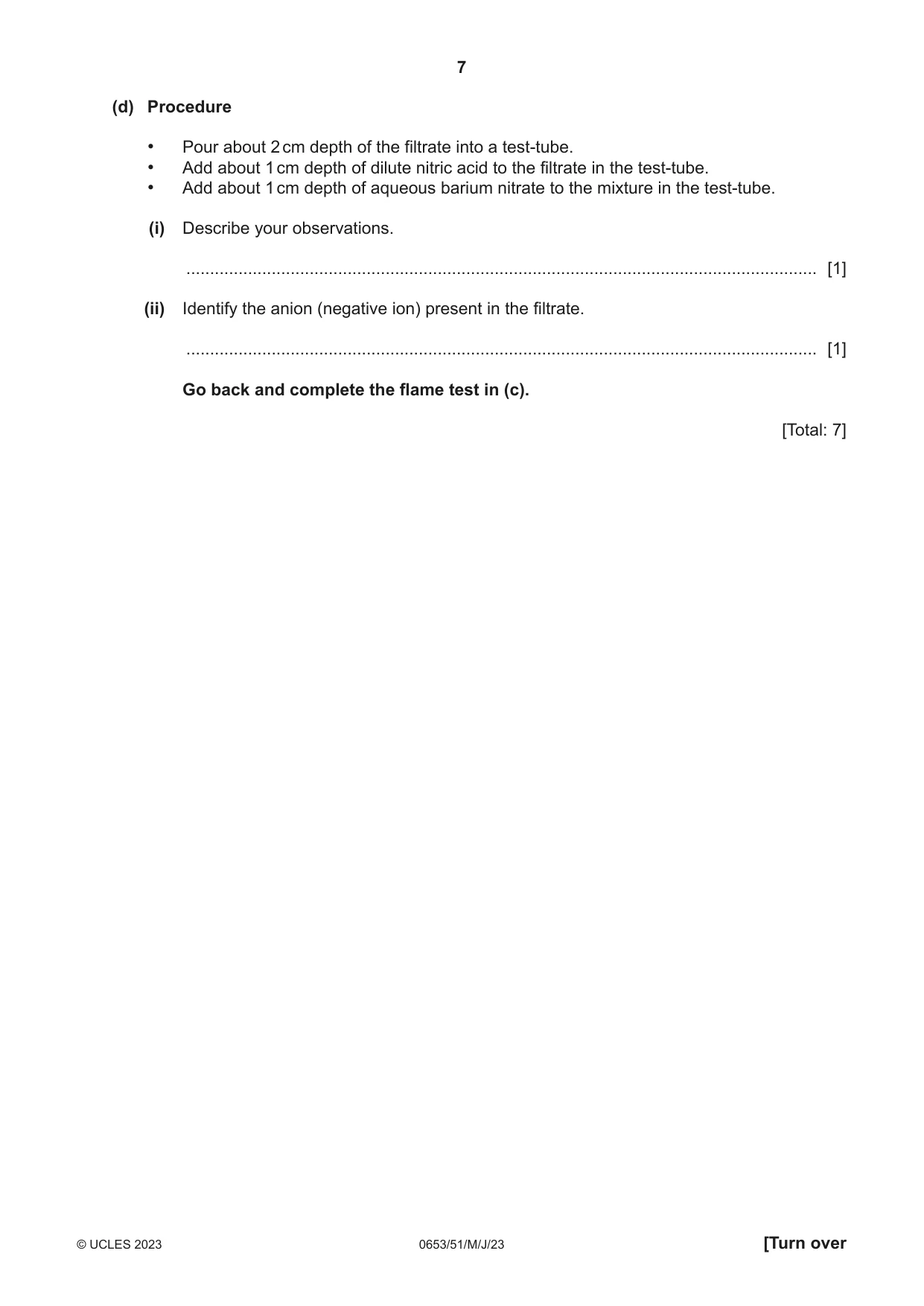 Cambridge IGCSE Science - Combined 0653 2023 May/June Paper 5 · Variant 1 question paper, page 7 of 16