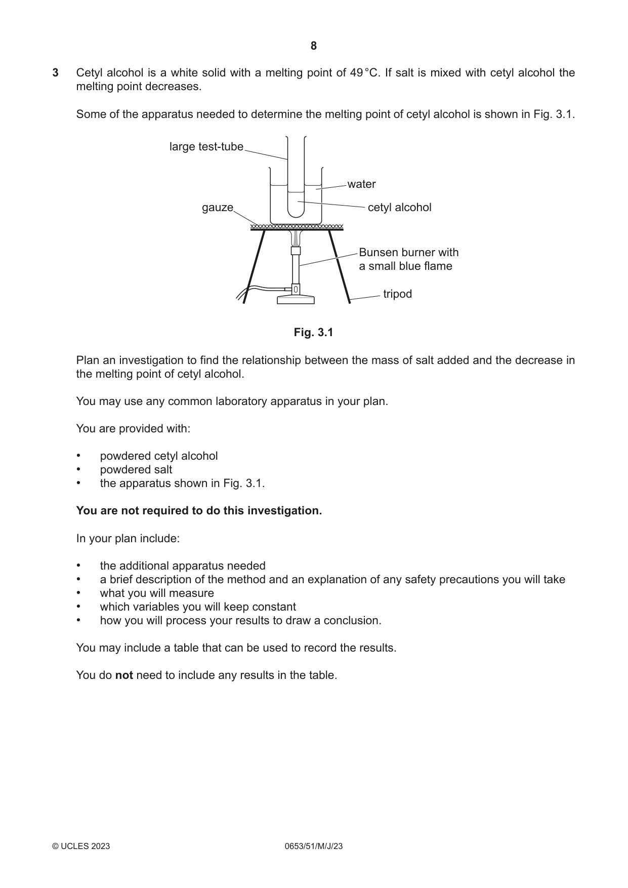 Cambridge IGCSE Science - Combined 0653 2023 May/June Paper 5 · Variant 1 question paper, page 8 of 16