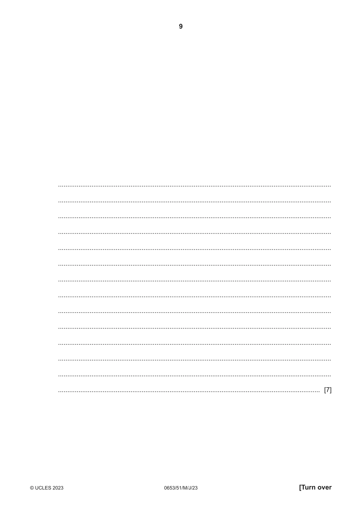 Cambridge IGCSE Science - Combined 0653 2023 May/June Paper 5 · Variant 1 question paper, page 9 of 16