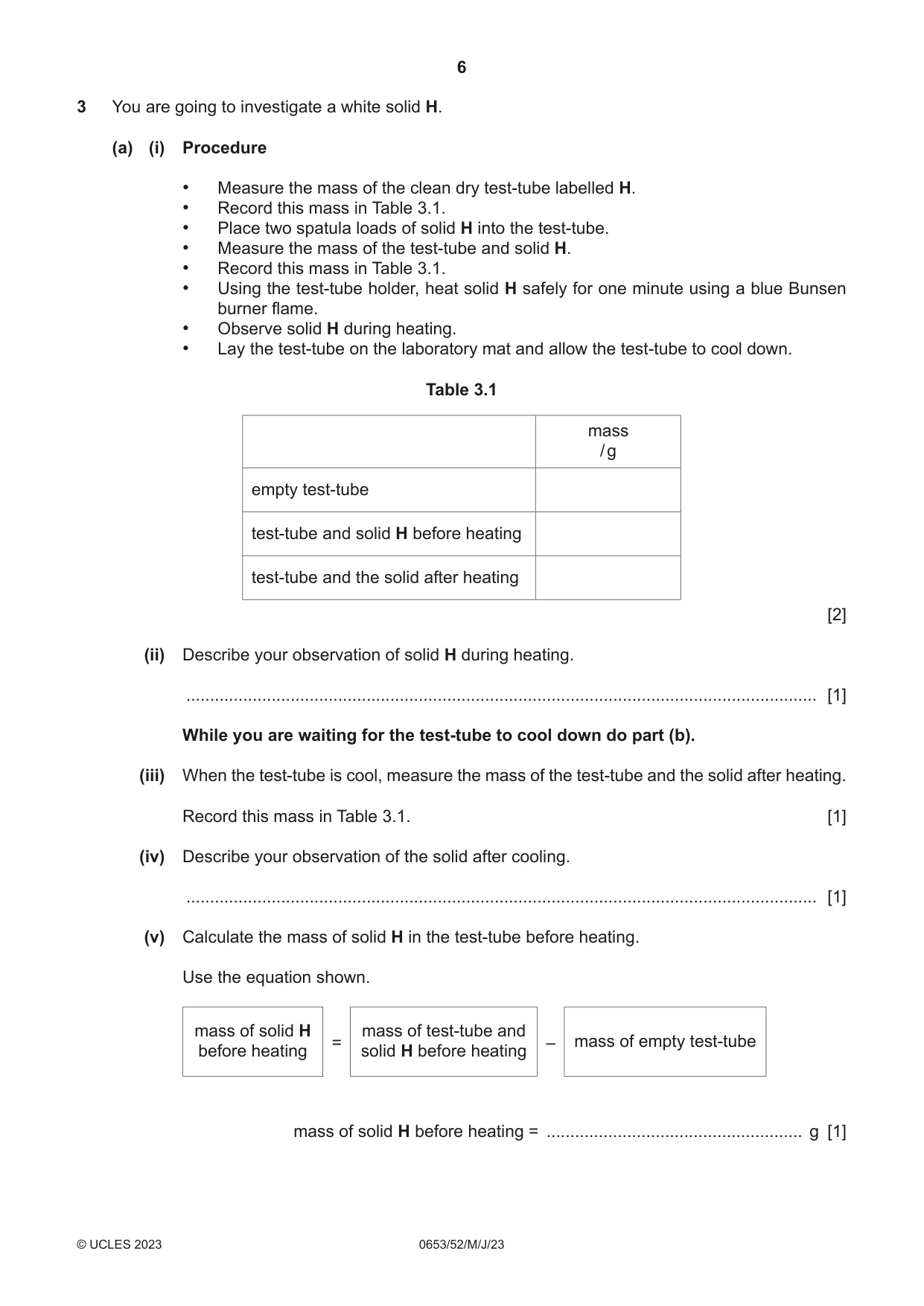 Cambridge IGCSE Science - Combined 0653 2023 May/June Paper 5 · Variant 2 question paper, page 6 of 12
